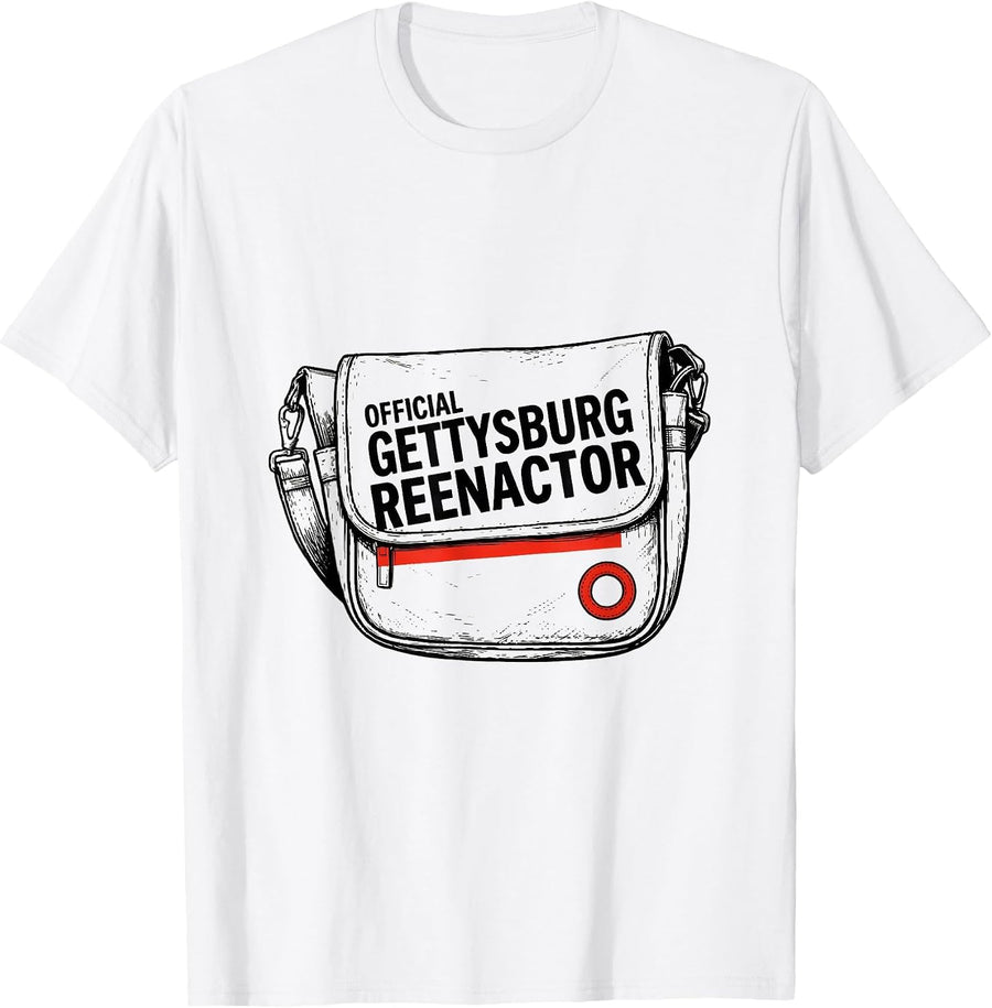 Men's Official Gettysburg Reenactor Funny Civil War History Buff T-Shirt - White