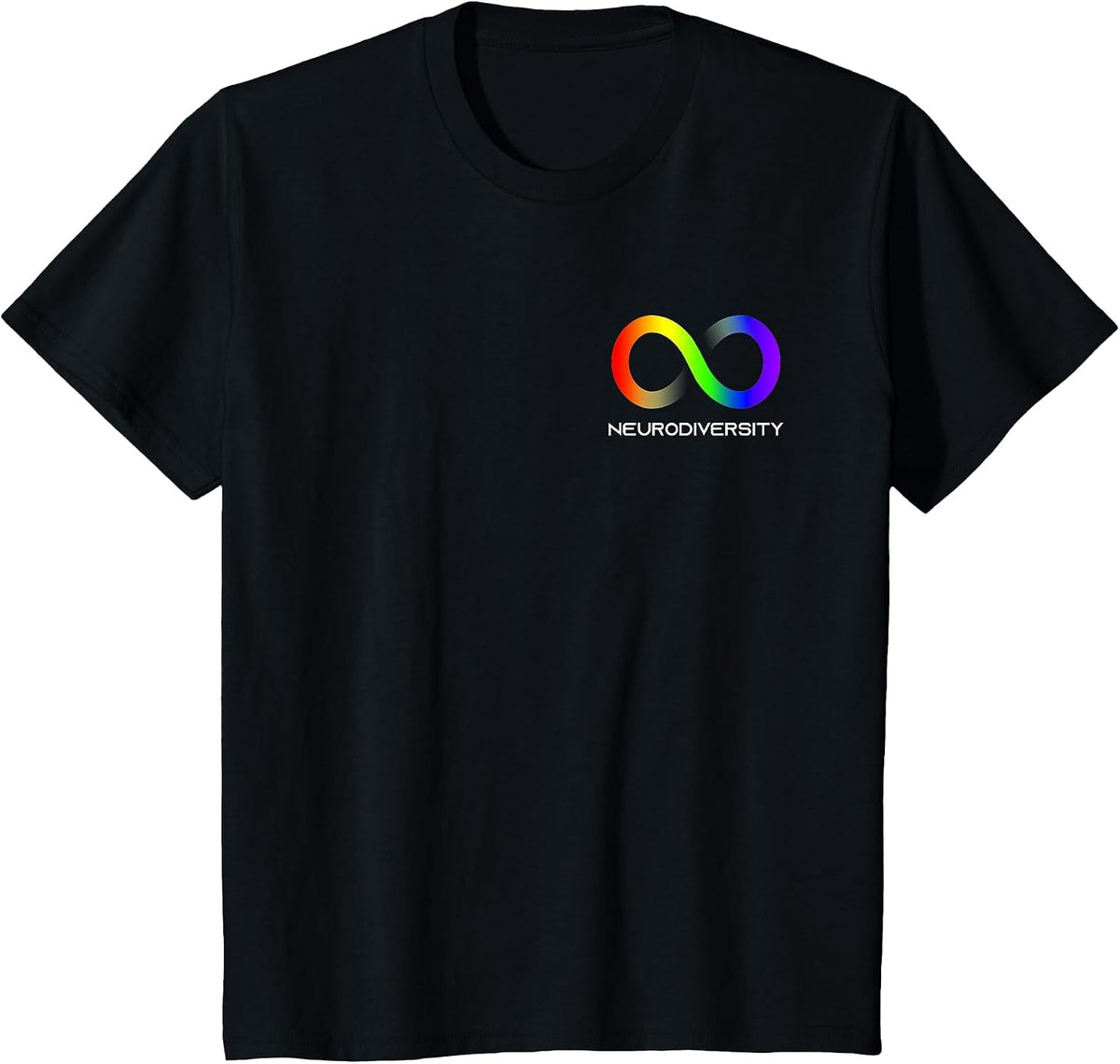 Embrace Neurodiversity Autism ADHD ASD Infinity Rainbow T-Shirt - Black