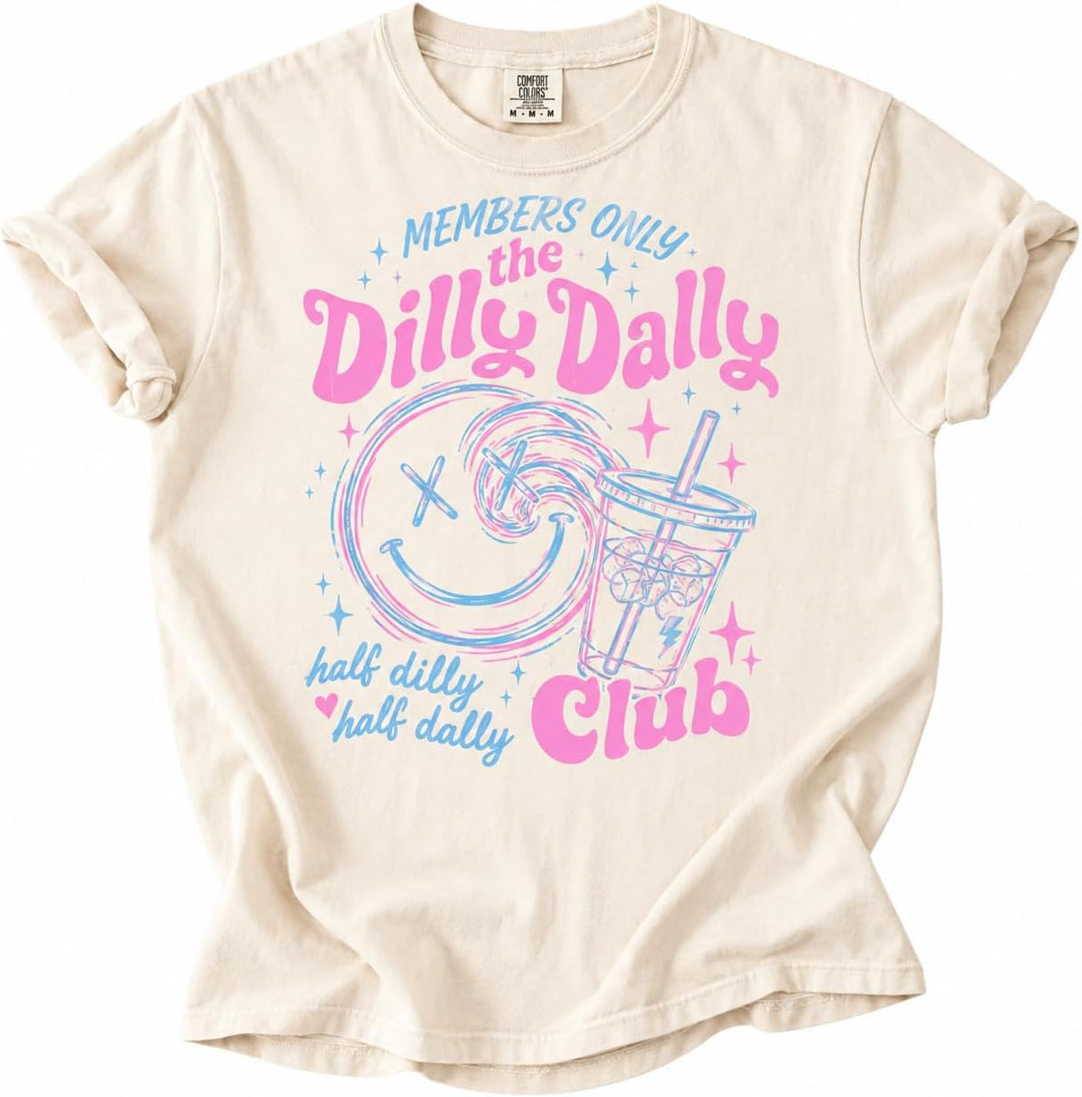 Garment Dyed Daily Club Shirt, Iced Coffee Lover Tee, Funny Coffee Shirt, Cute Aesthetic Coffee Tee - Ivory