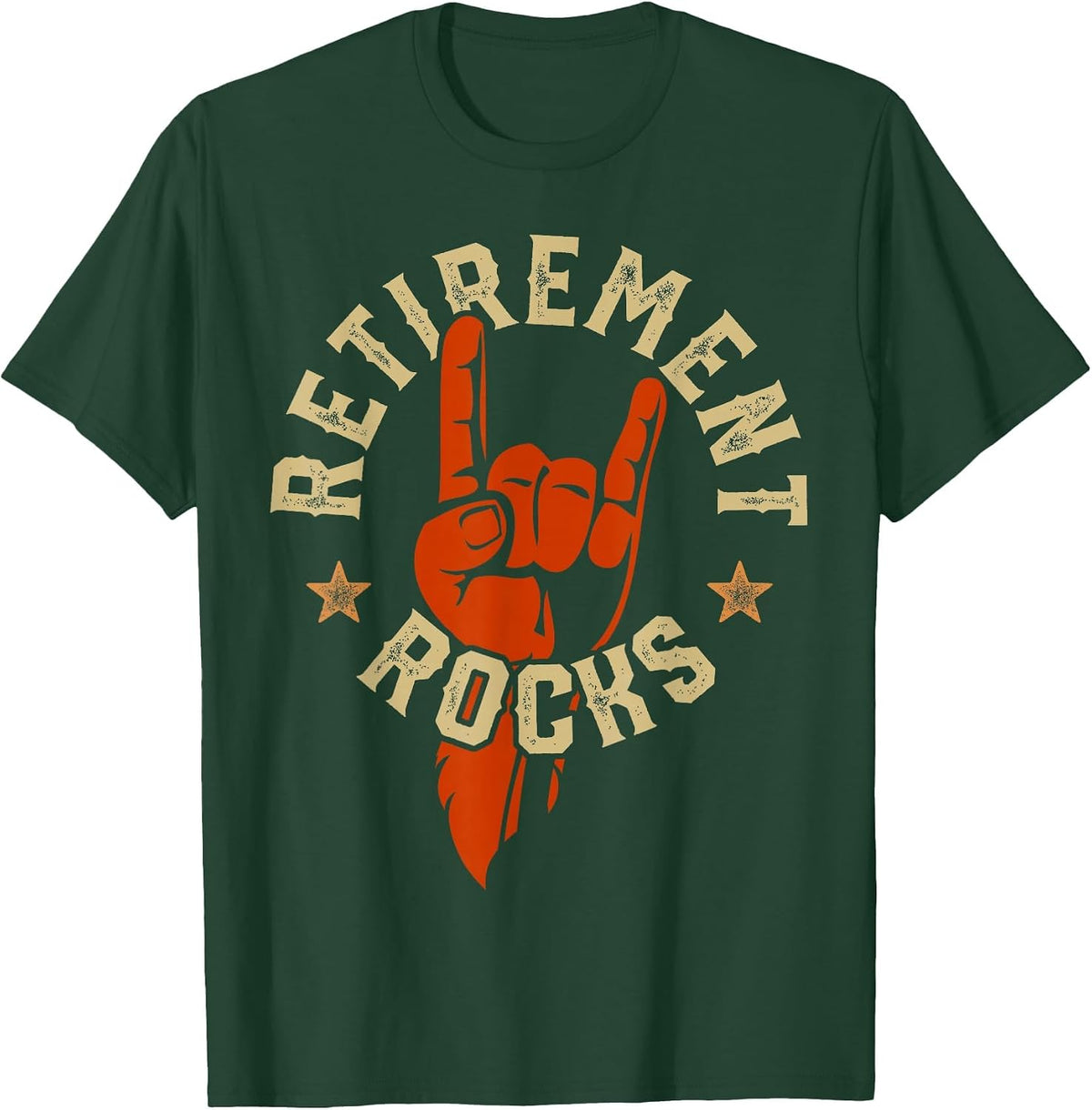 Retirement Rocks Rock n Roll Music T-Shirt - Dark Green