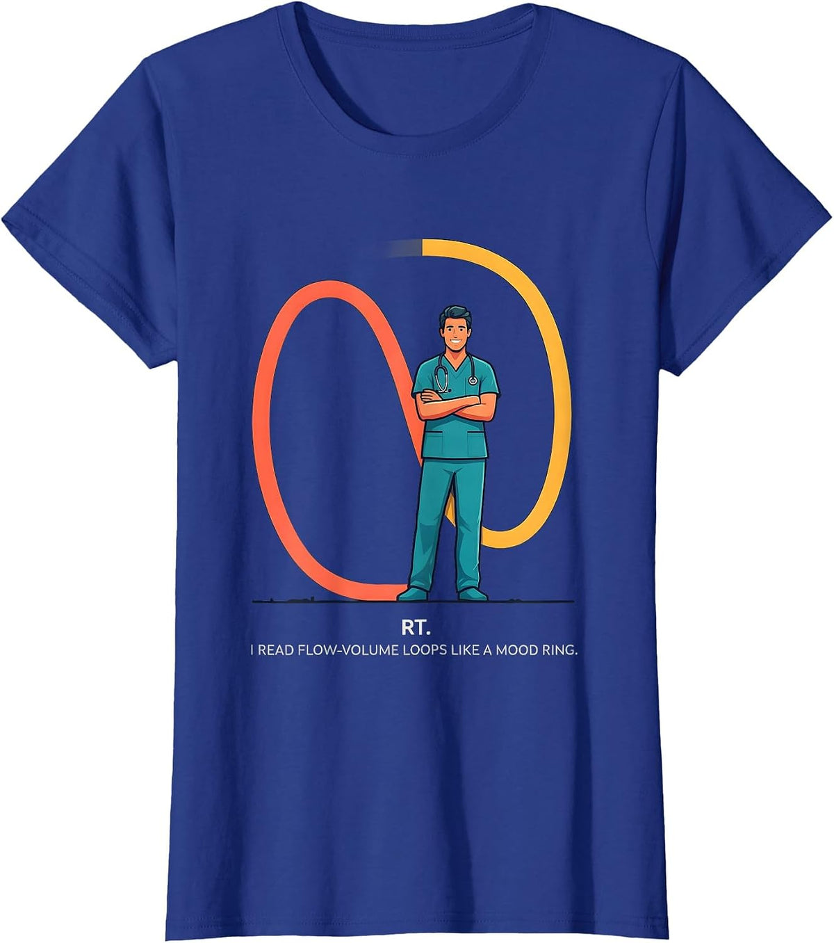 Women's RT. I Read Flow-Volume Loops Like a Mood Ring Respiratory T-Shirt - Royal Blue