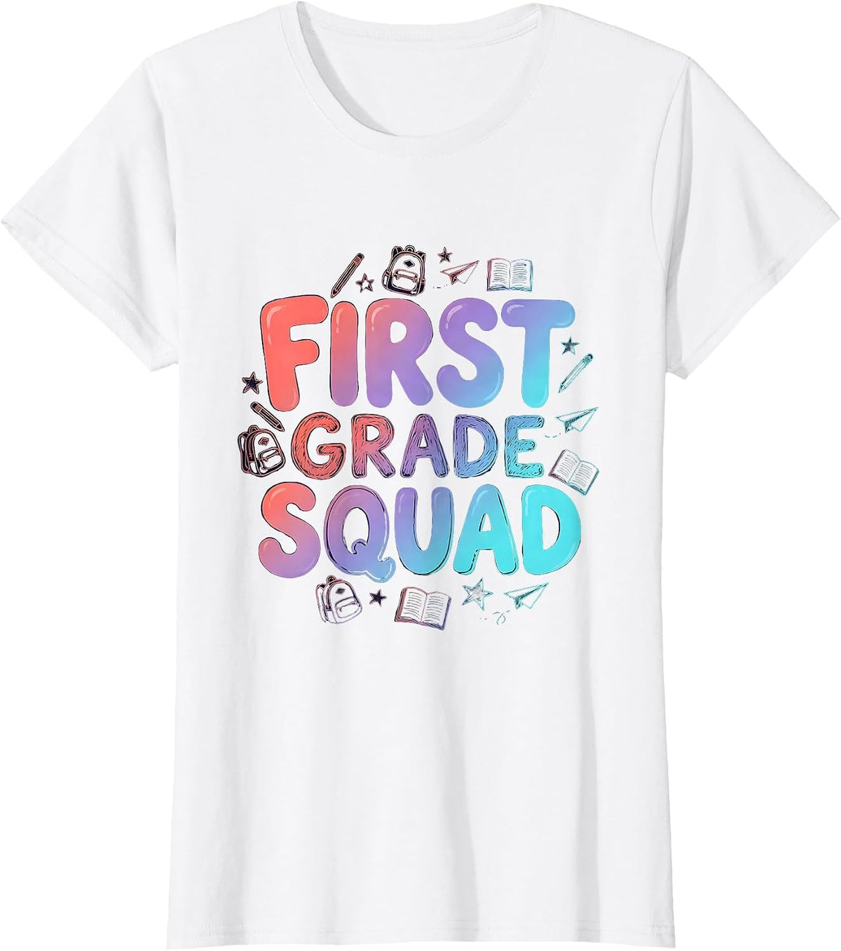 First Grade Squad Playful Teacher Back To School Grade-Level T-Shirt - White