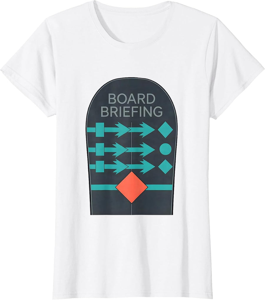 Board Briefing Flat Vector Snowboarder Ski Dad Gift T-Shirt, Women, White, X-Large - As Pictured