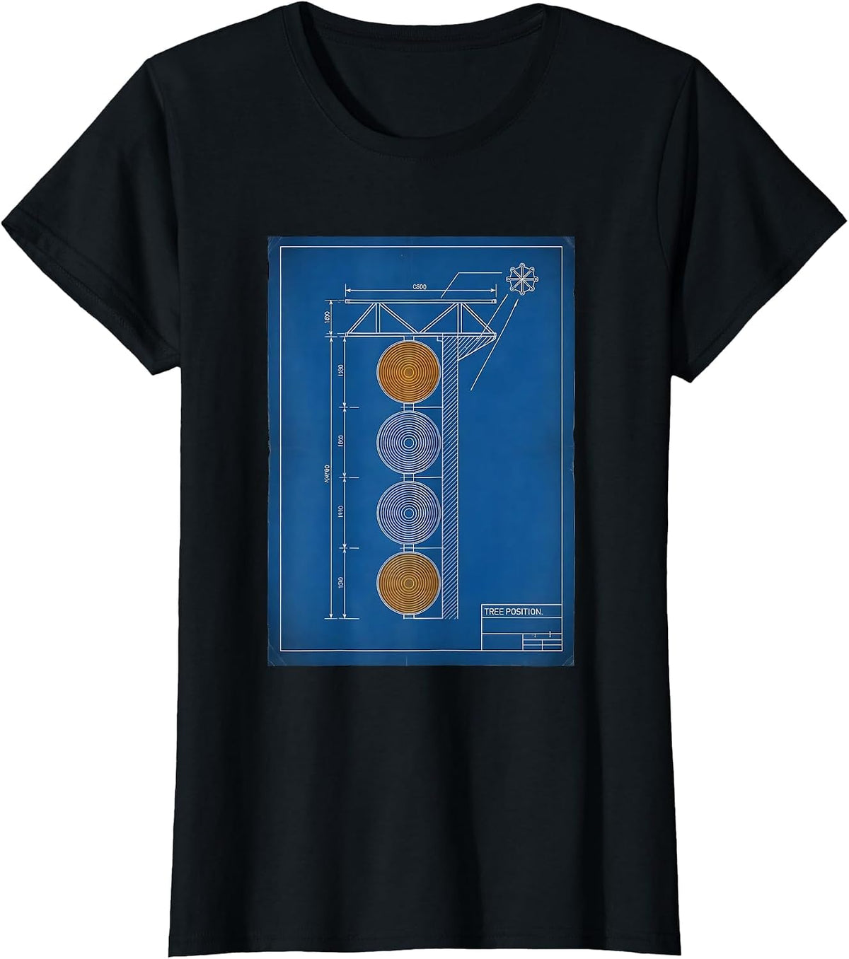Tree Position Technical Blueprint RC Car Racing American T-Shirt - Black