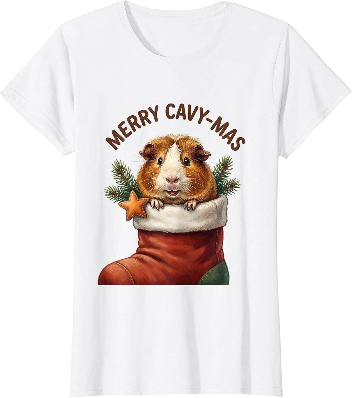 Merry Cavy-mas Storybook Guinea Pig Christmas Pet Lover T-Shirt - White
