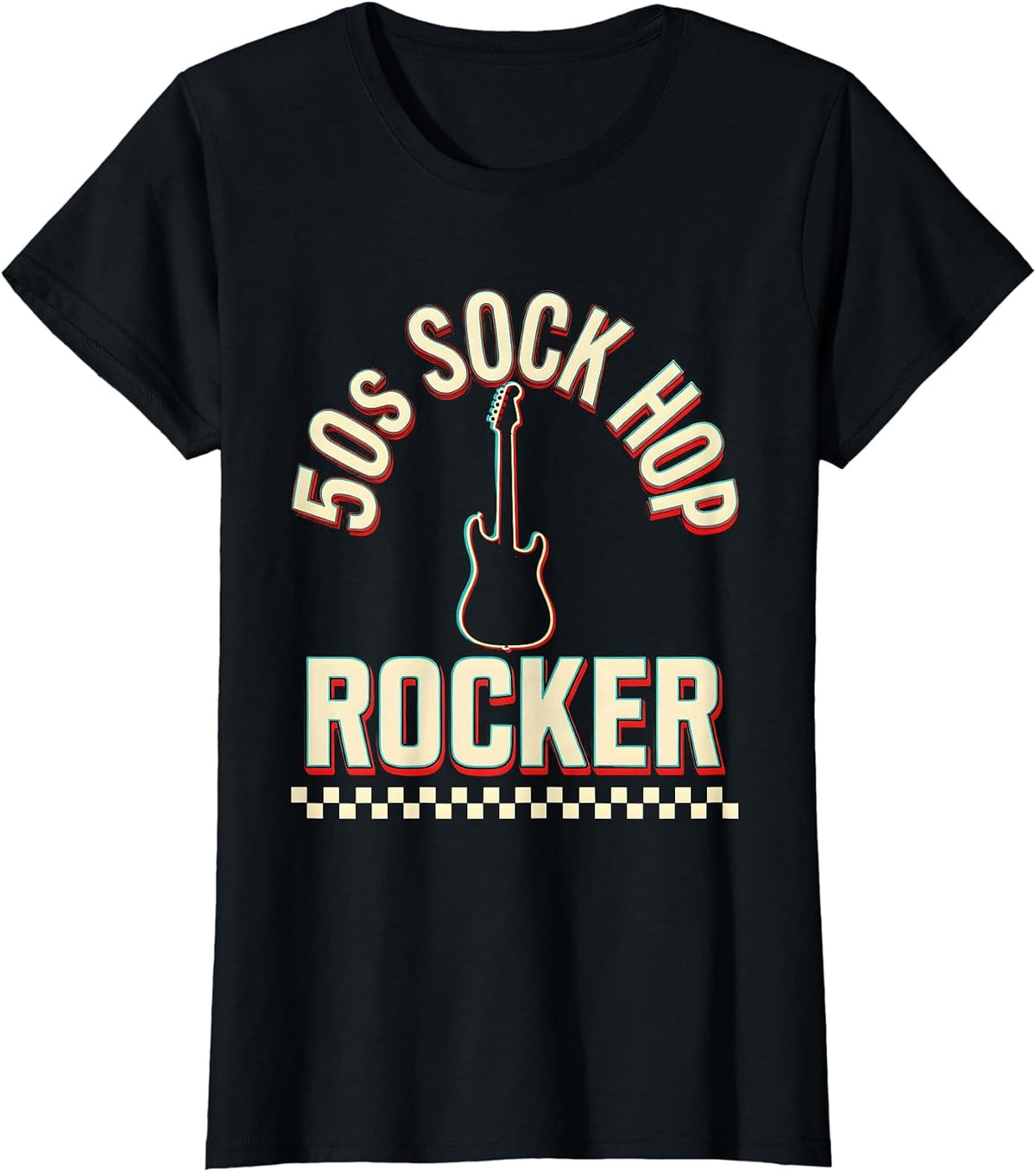50s Sock Hop Rocker Retro 1950s Rockabilly Greaser Costume T-Shirt - Black