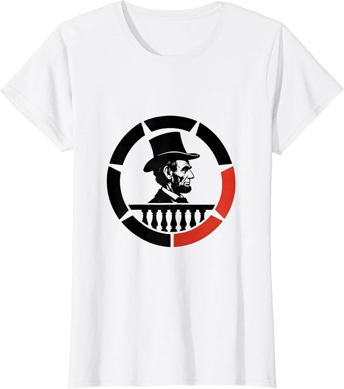 Lincoln Badge Stencil Graphic History Buff Christmas T-Shirt - White
