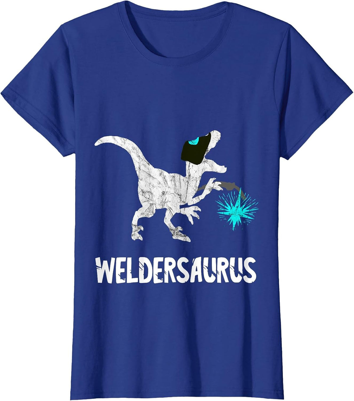 Welder Dinosaur Funny Mig Welding Dino Steel Worker T-Rex T-Shirt - Royal Blue