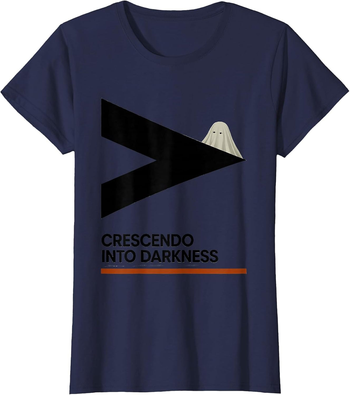 Women's Crescendo Into Darkness Whimsical Art Teacher Halloween T-Shirt - Navy Blue