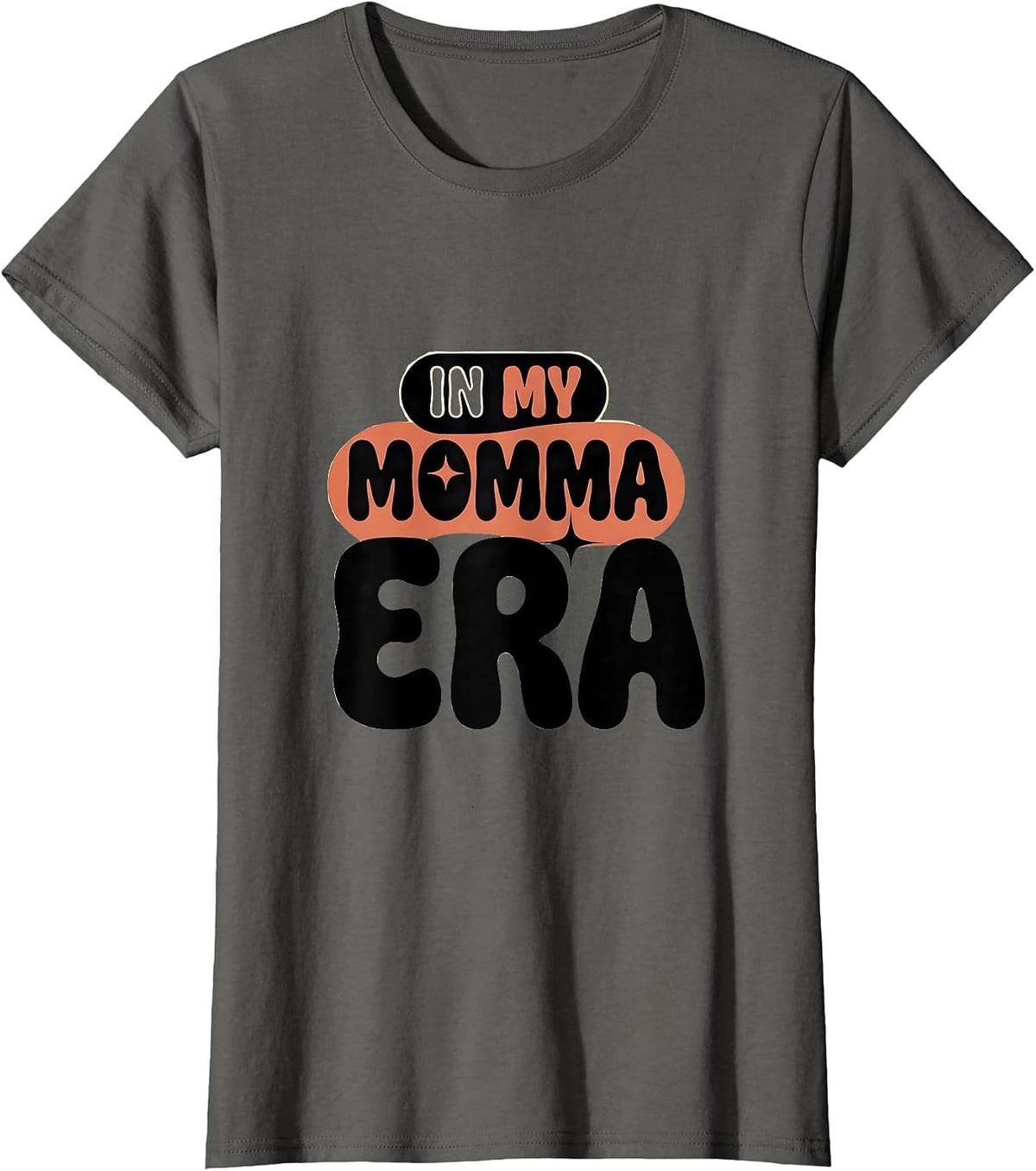 Women's In My Momma Era Retro Groovy Mothers Day Funny Mom Gift T-Shirt - Asphalt Grey