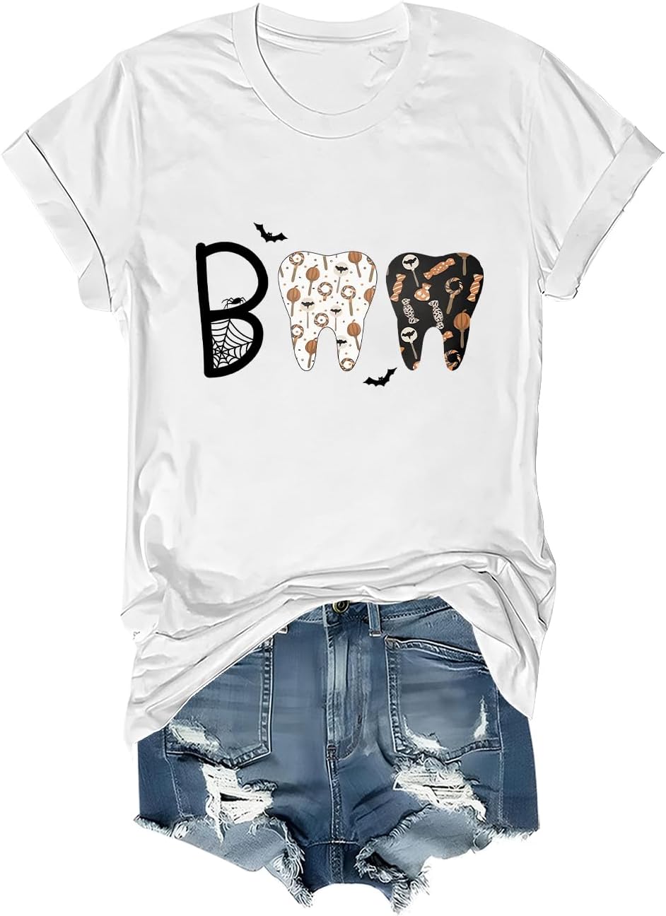 Halloween Dental Shirt Boo Shirt Weird Season Terror Teeth T-Shirt Unisex - White