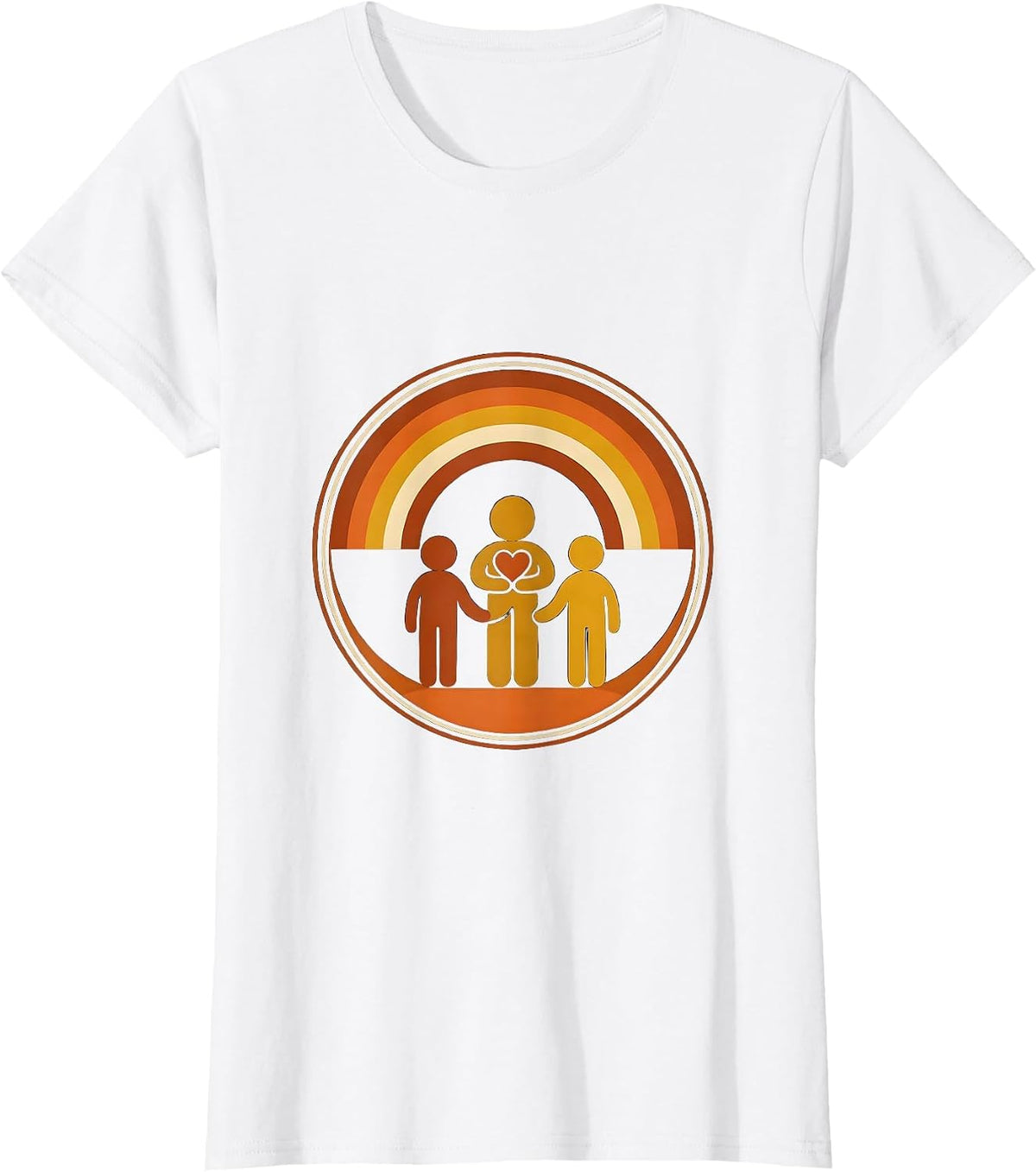 Women's Round Badge Sunset Rainbow Counselor Staff Appreciation T-Shirt - White