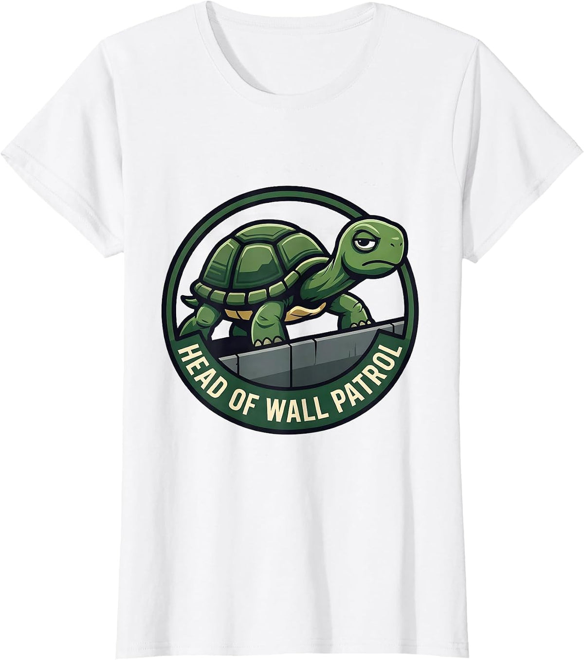 Women's Head Of Wall Patrol Funny Tortoise Pet Lover Humor T-Shirt - White