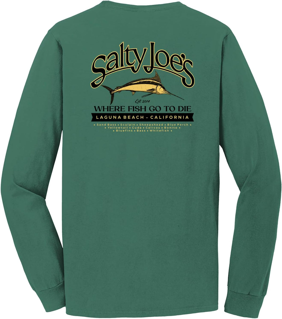 SALTY JOES Men's Fish Count Pigment Dyed Long Sleeve Tee - Nordic \/ Fish Count Logo
