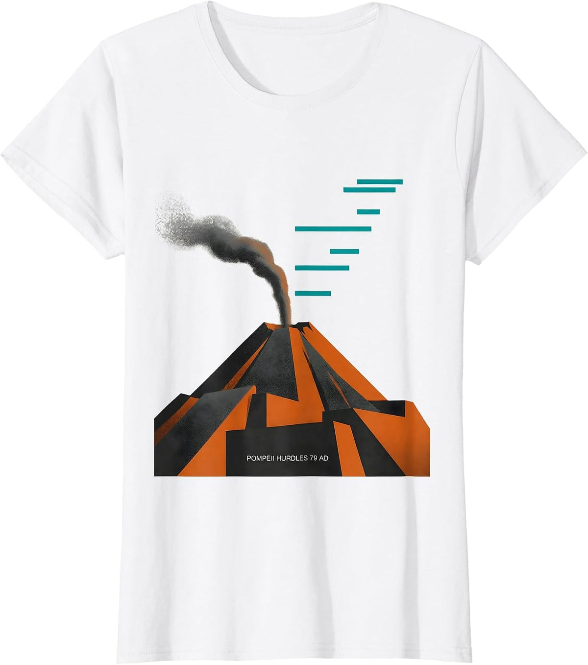 Women's Pompeii Hurdles 79 AD Midcentury Modern Volcano History T-Shirt - White