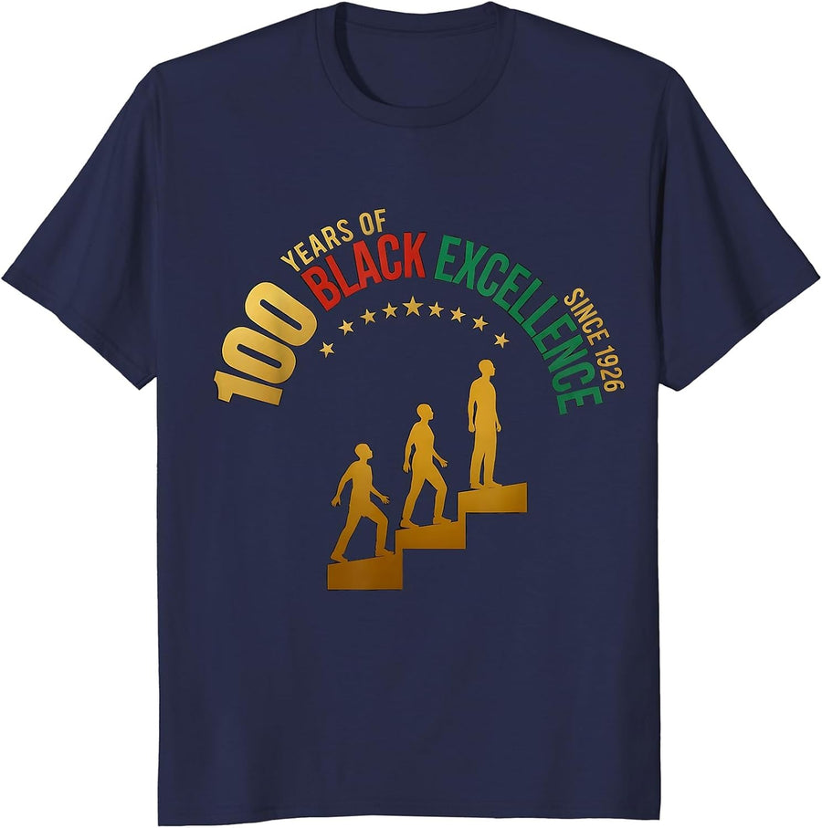 100 Years Of Black Excellence Since 1926 Centennial T-Shirt - Navy Blue