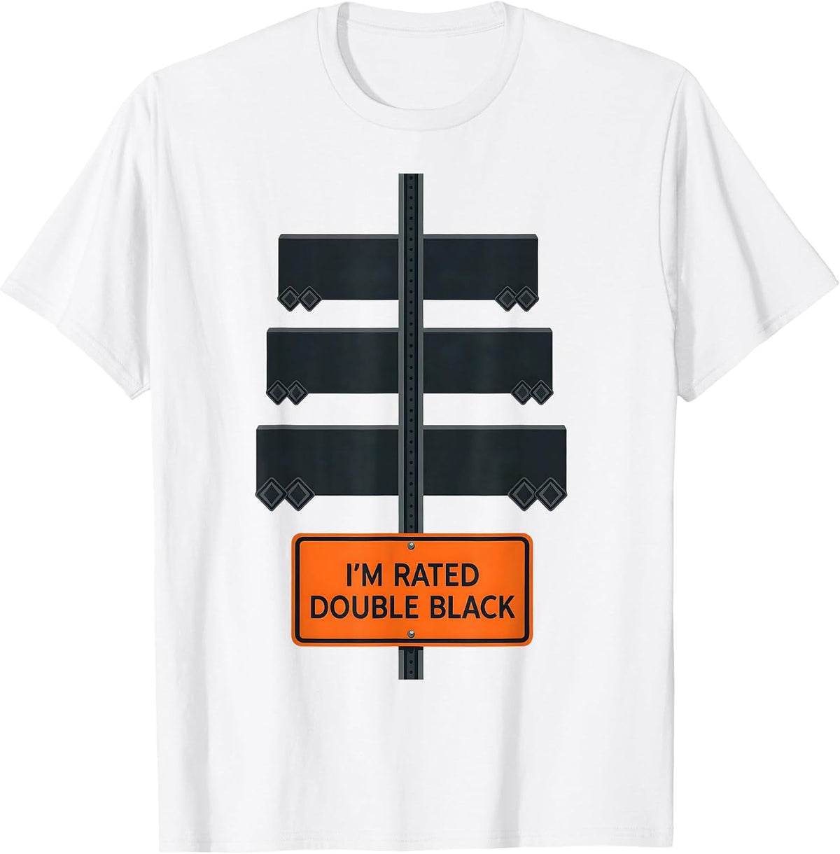 Men's I'm Rated Double Black Funny Ski Snowboarder Winter Sports T-Shirt - White