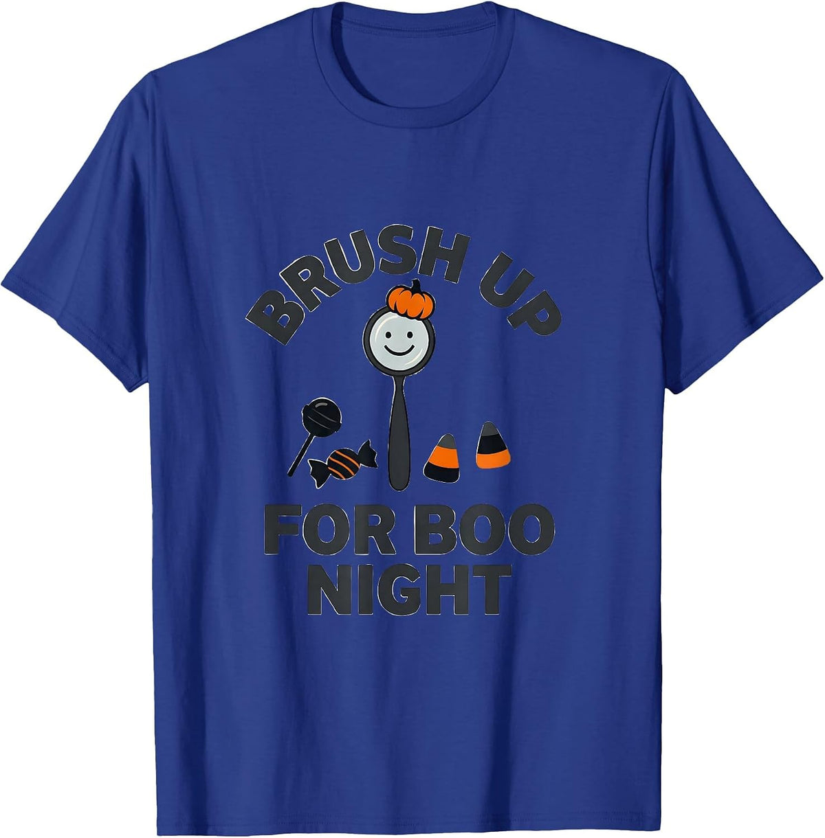 Men's Brush Up For Boo Night Playful Dental Humor Halloween T-Shirt - Royal Blue