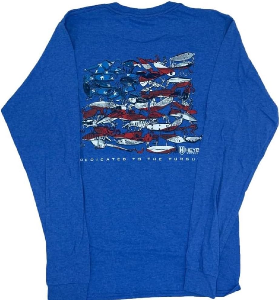 Heybo Salt Water Fishing LS T-Shirt, Salt Water Life Fishing Outdoors Outdoors LS Fishing T-Shirt - Royal Blue
