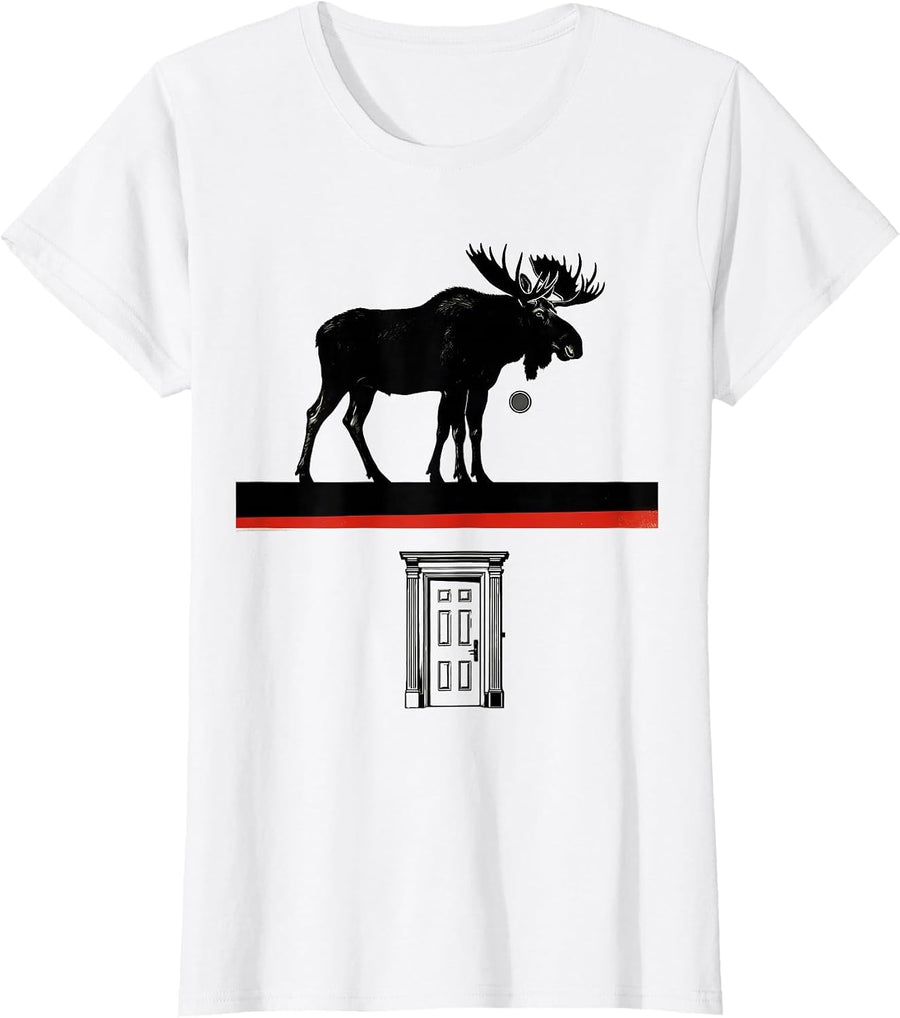 Women's Bull Moose Political Satire Historical Presidents Tribute T-Shirt - White