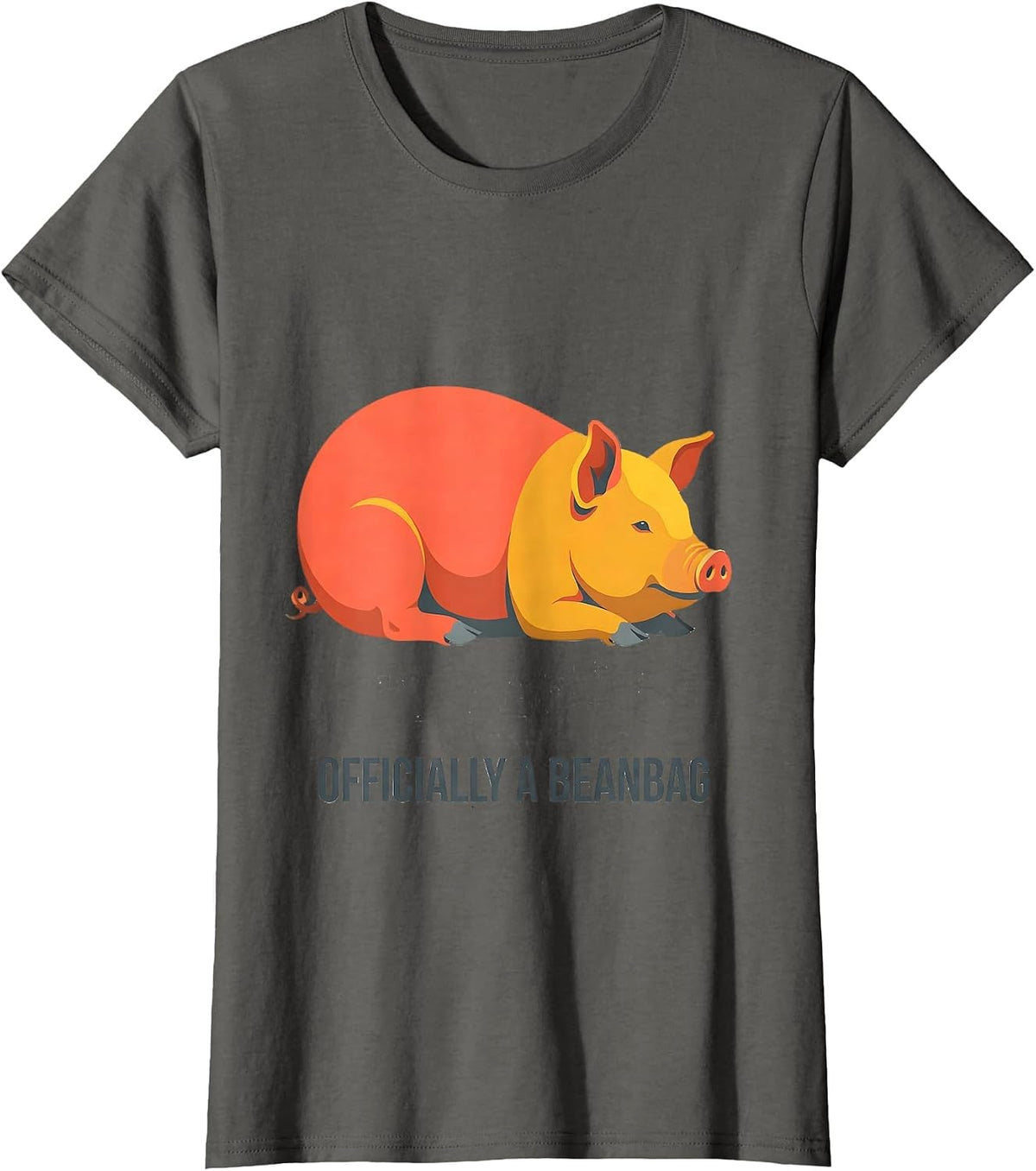 Women's Officially A Beanbag Funny Pet Pig Lover Humor T-Shirt - Asphalt Grey