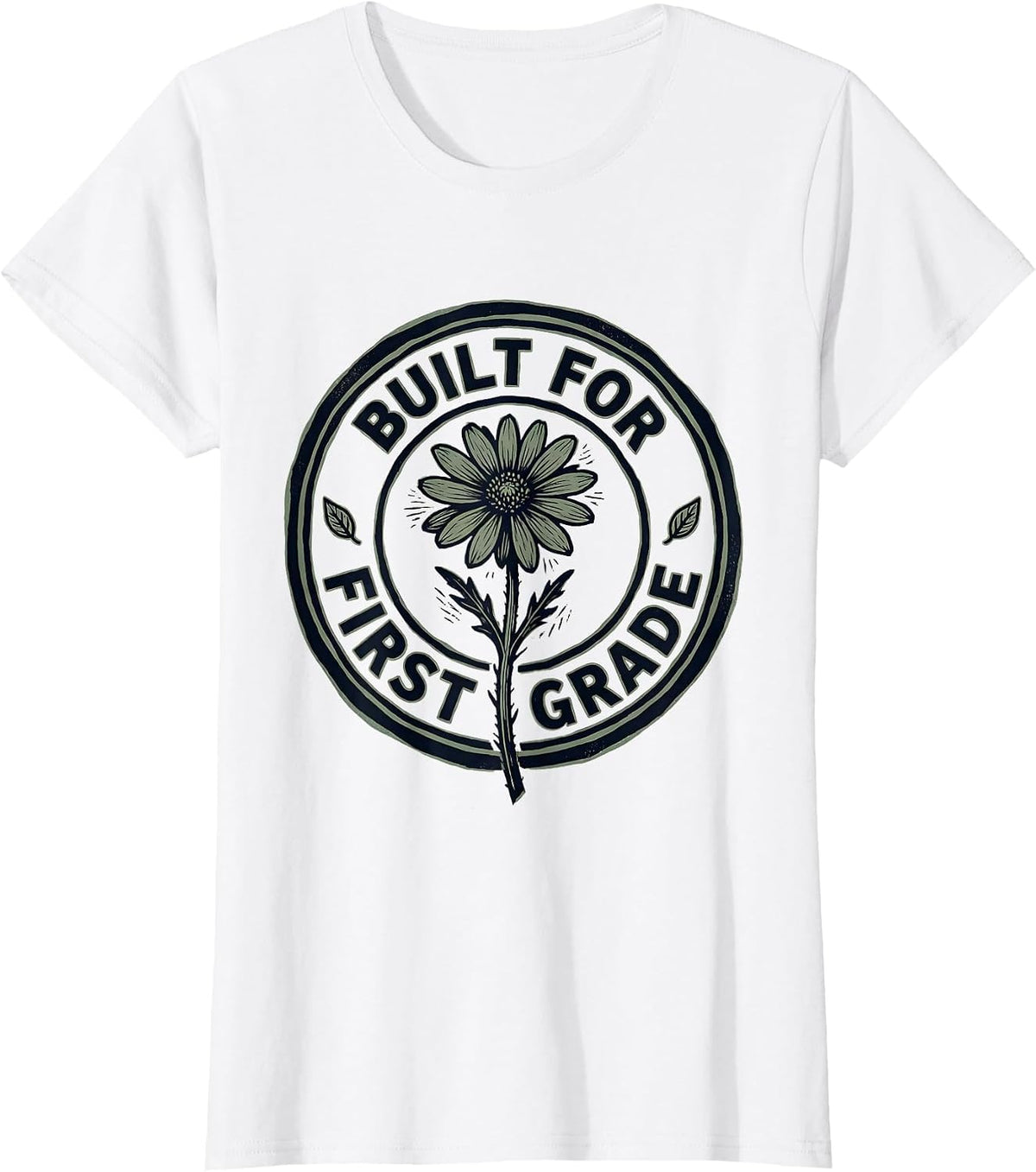 Built For First Grade Vintage Teacher Wildflower T-Shirt - White