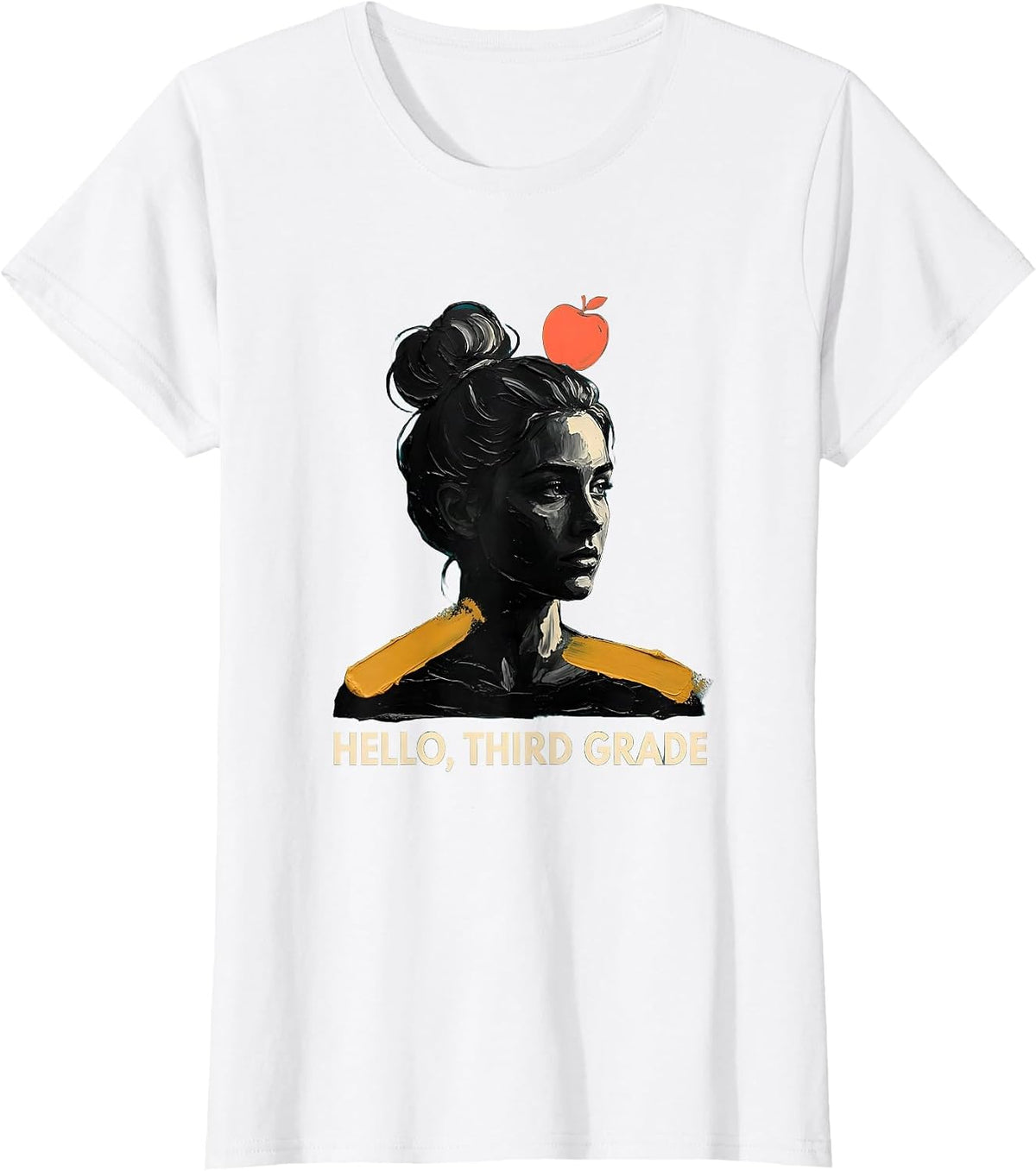 Hello, Third Grade Cute Messy Bun Back To School Girl T-Shirt - White