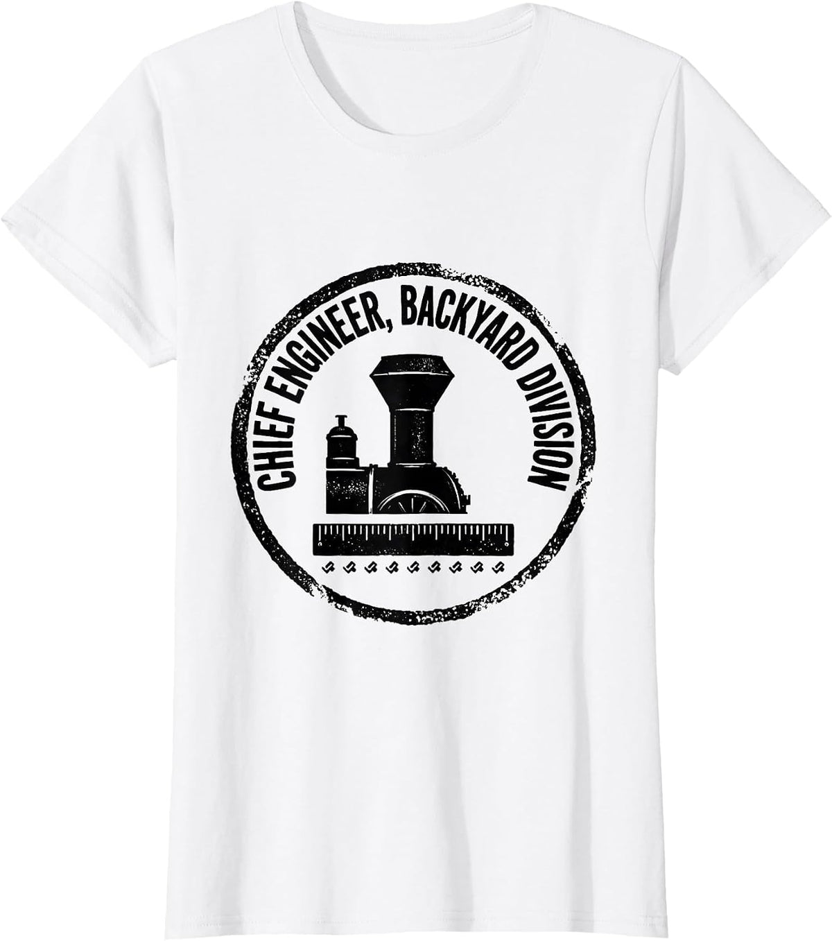 Chief Engineer Backyard Division Vintage Steam Train T-Shirt - White