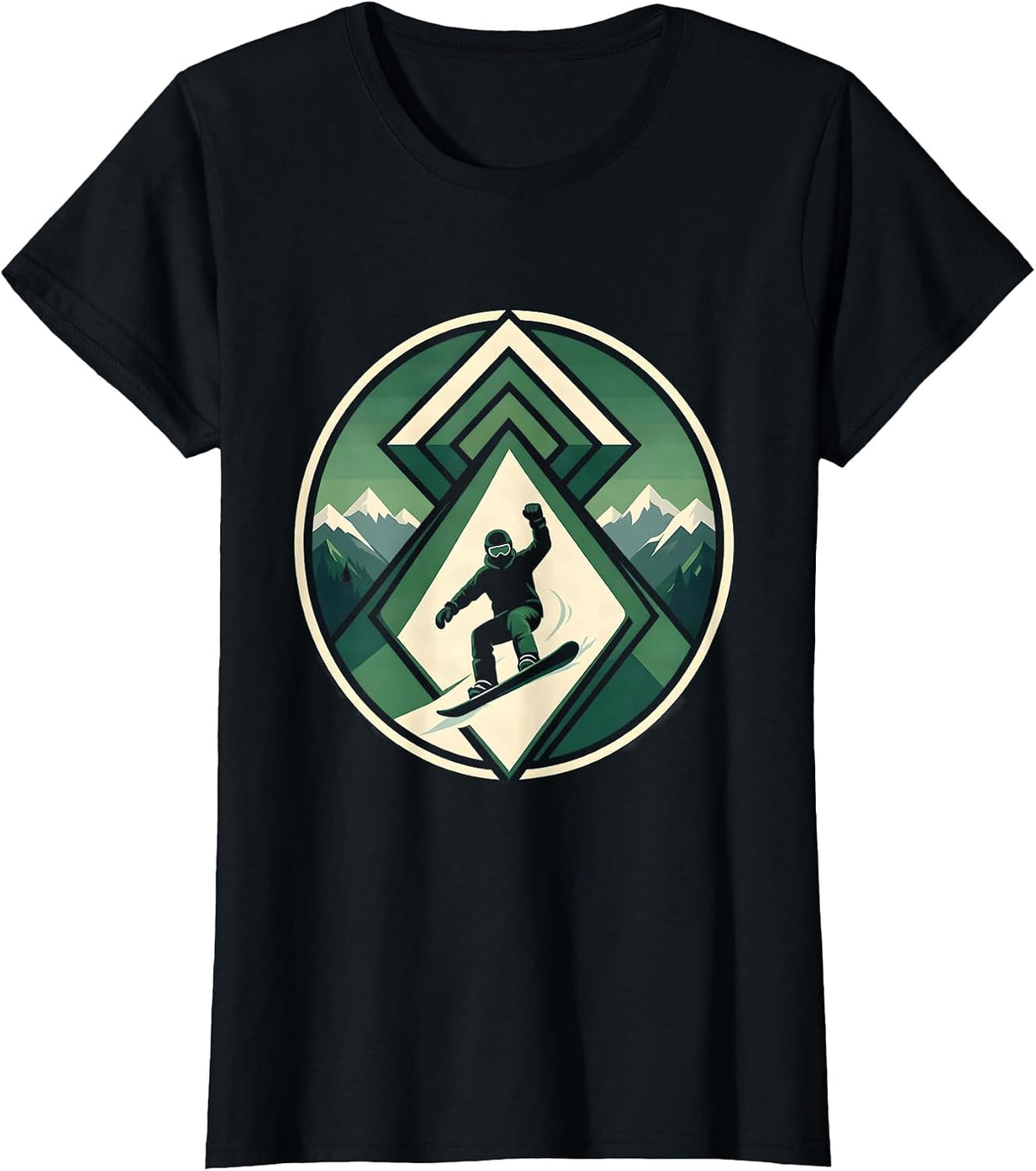 Snowboard Dad Double Diamond Badge Winter Humor Gift T-Shirt - Black