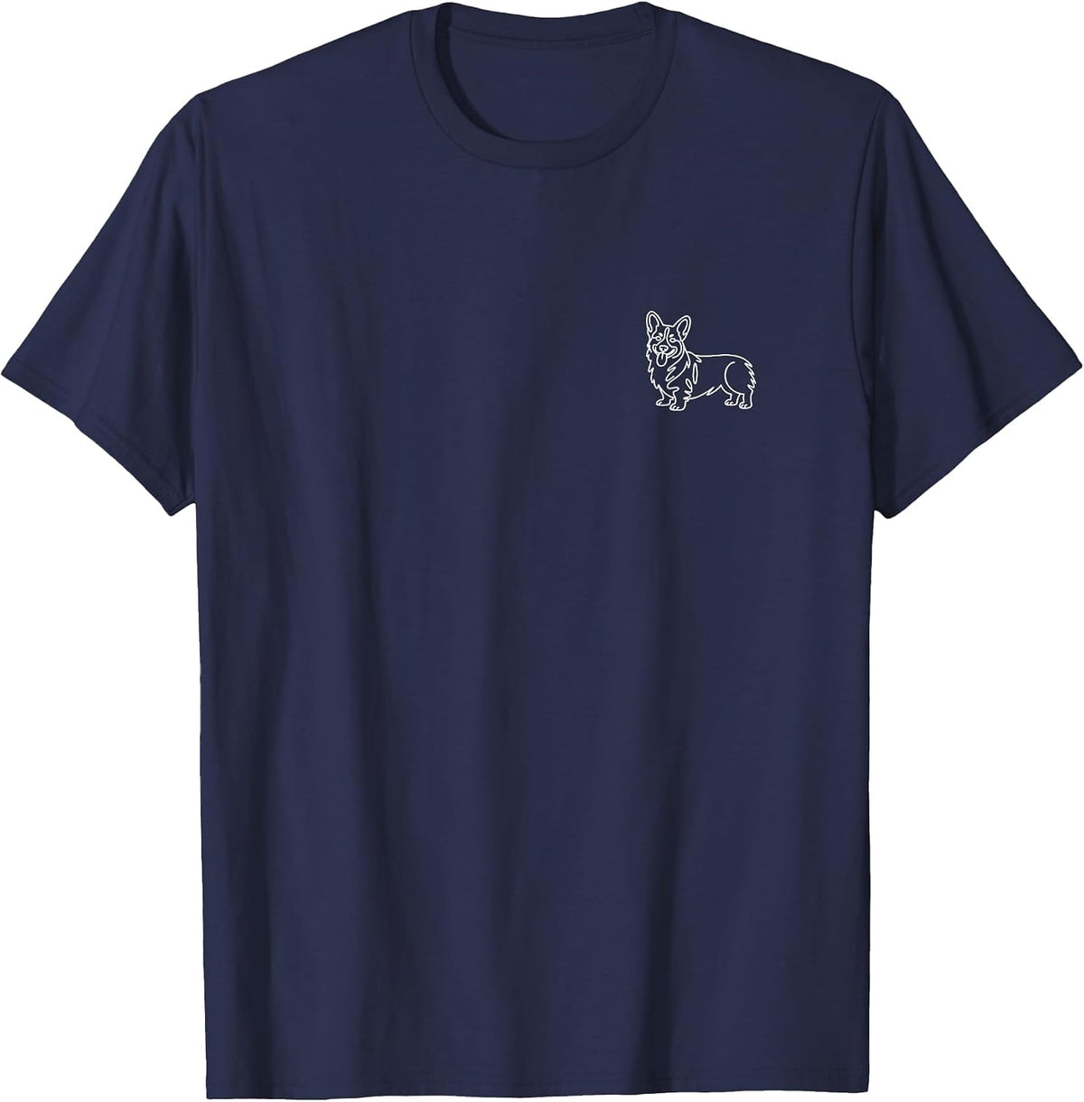 Pembroke Welsh Corgi Minimalist Badge Patch Line Art T-Shirt - Navy Blue