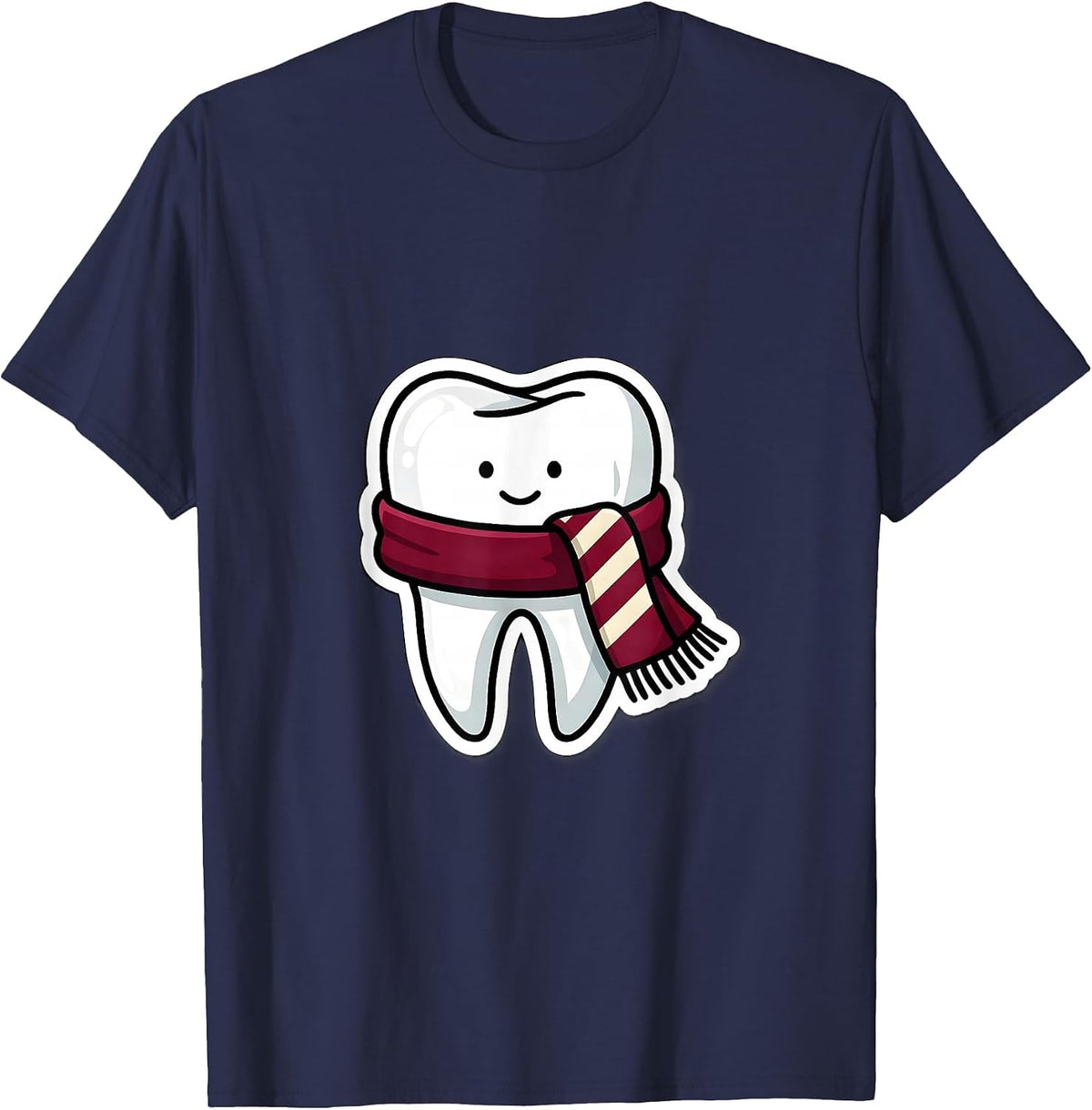 Men's Broad Tooth Cranberry Scarf Dental Team Christmas Humor T-Shirt - Navy Blue