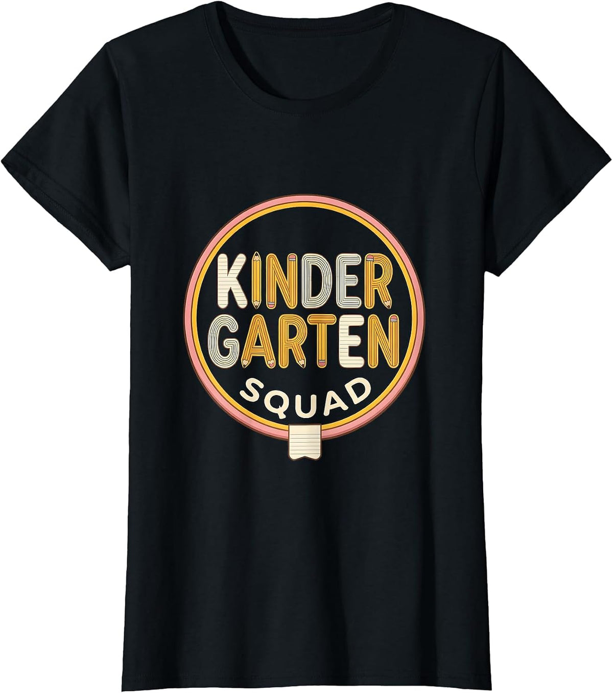 Kindergarten Squad Cheerful Back To School Teacher Student T-Shirt - Black