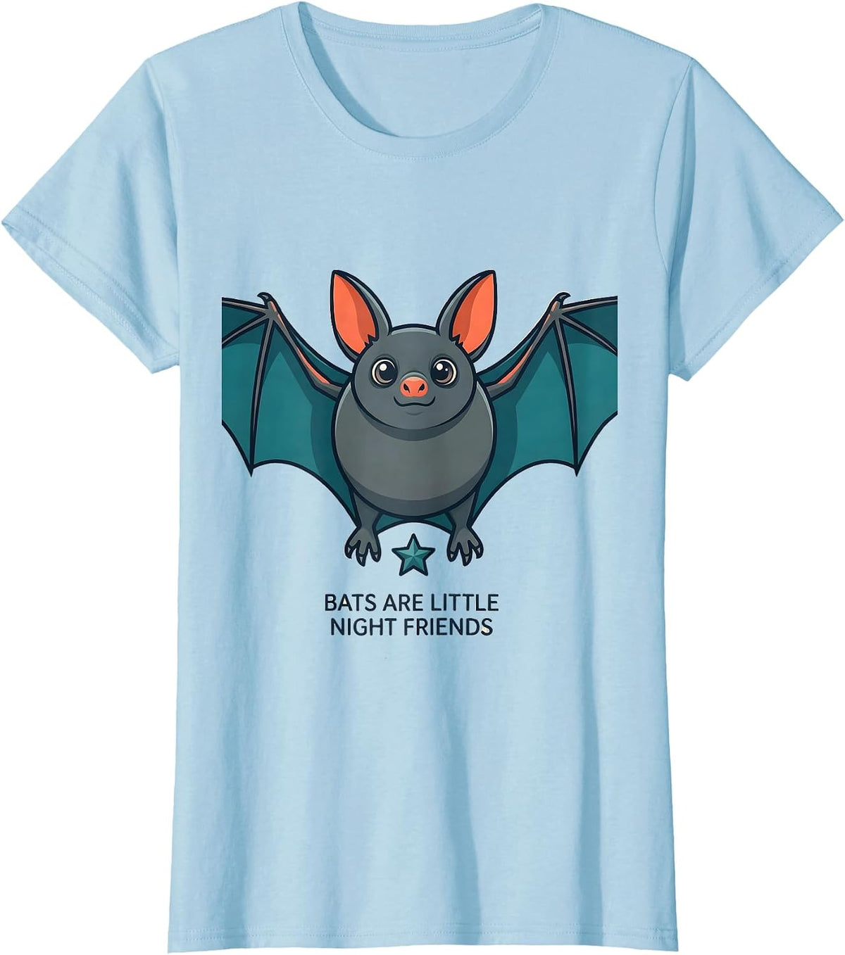 Bats Are Little Night Friends Funny Bat Lover Wildlife Humor T-Shirt - Baby Blue