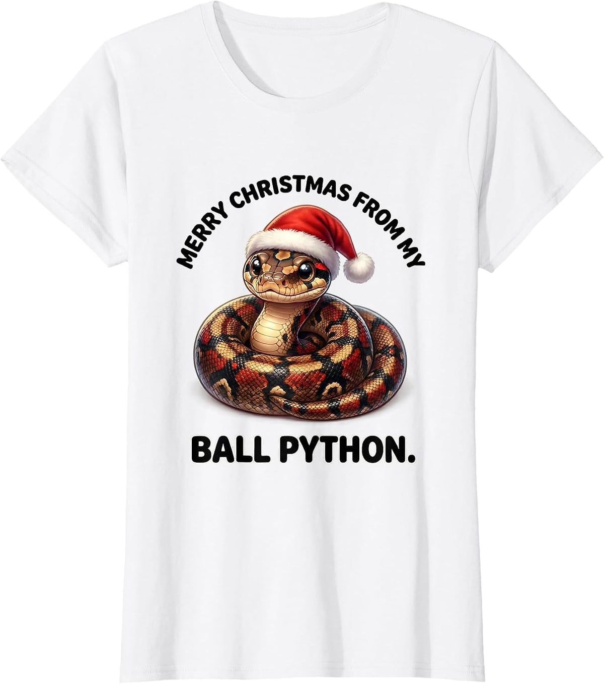 Merry Christmas From My Ball Python Cute Kawaii Reptile T-Shirt - White