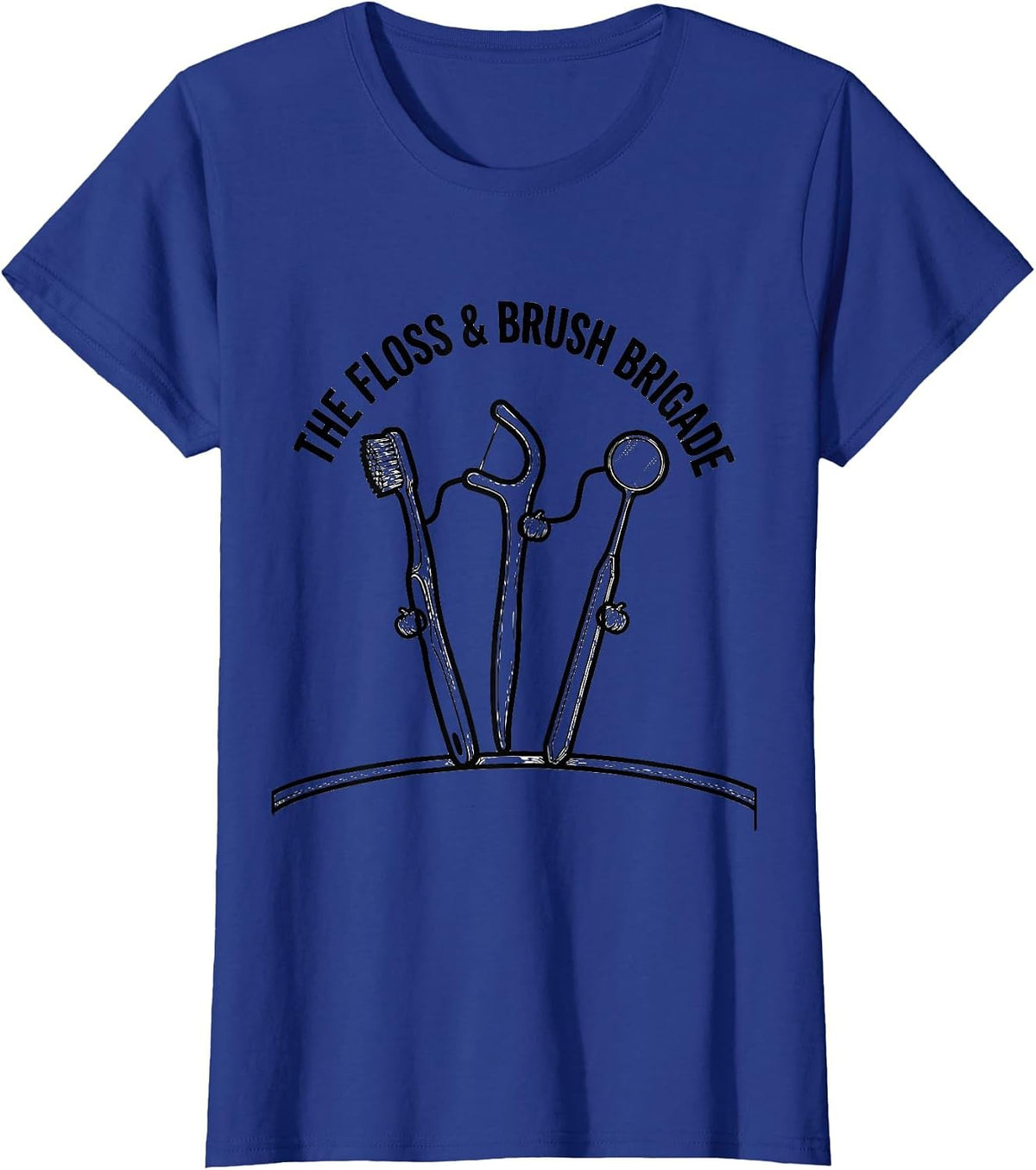 Women's The Floss & Brush Brigade Halloween Dentist Costume Dental T-Shirt - Royal Blue