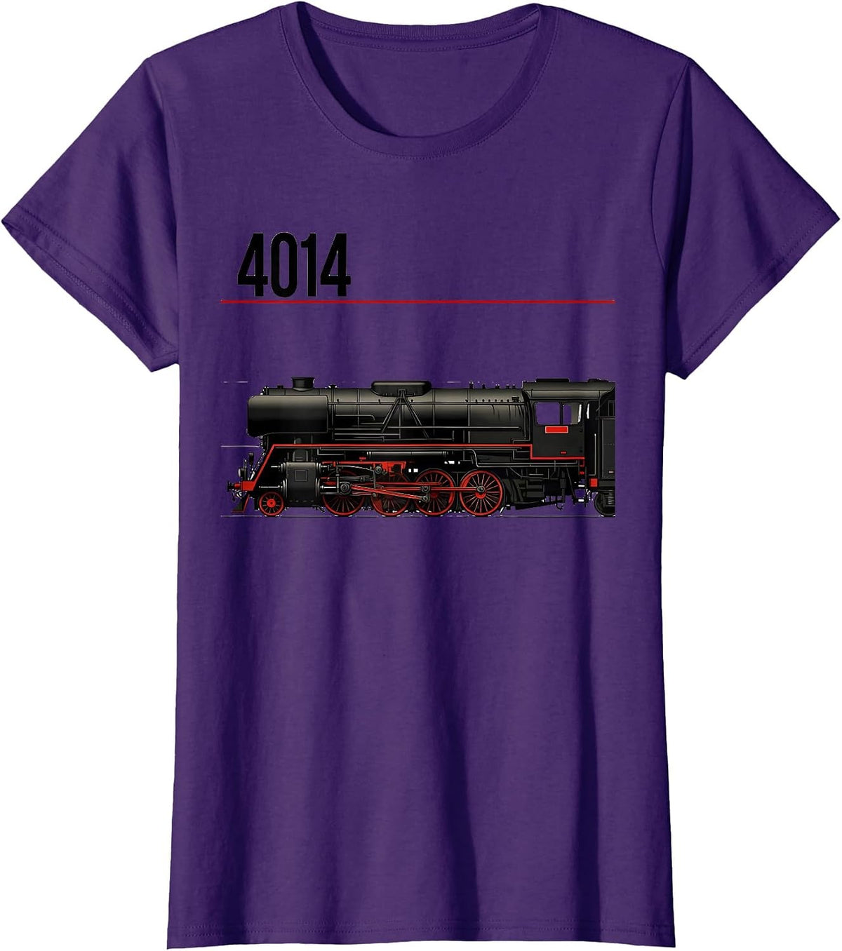 Women's 4014 Vintage Steam Locomotive Railroad Enthusiast Hobby Wear T-Shirt - Purple