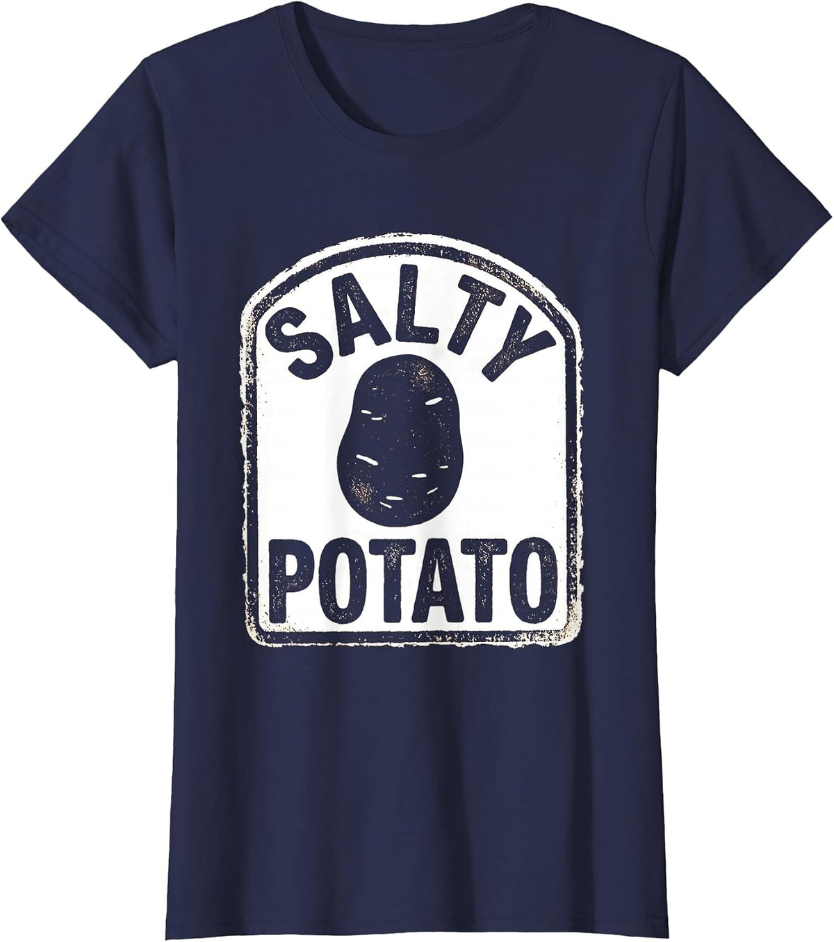 Women's Salty Potato Rubber Stamp Funny Potato Couple Thanksgiving T-Shirt - Navy Blue