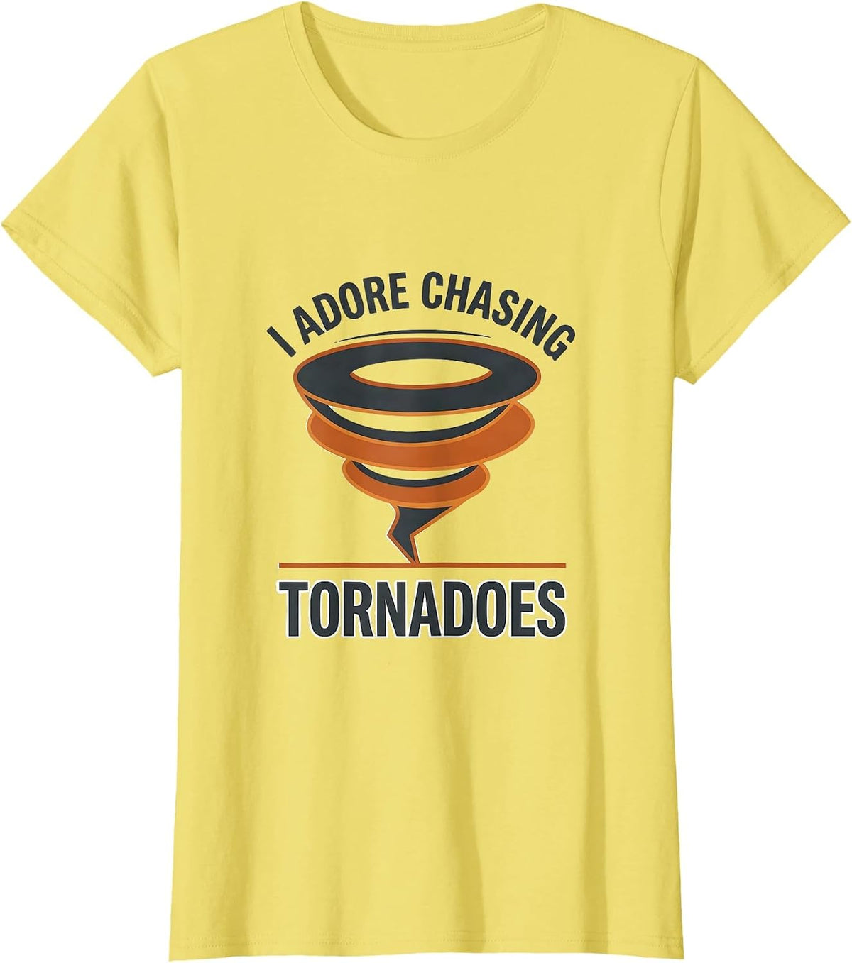 I Adore Chasing Tornadoes Minimalist Storm Chaser T-Shirt - Lemon Yellow