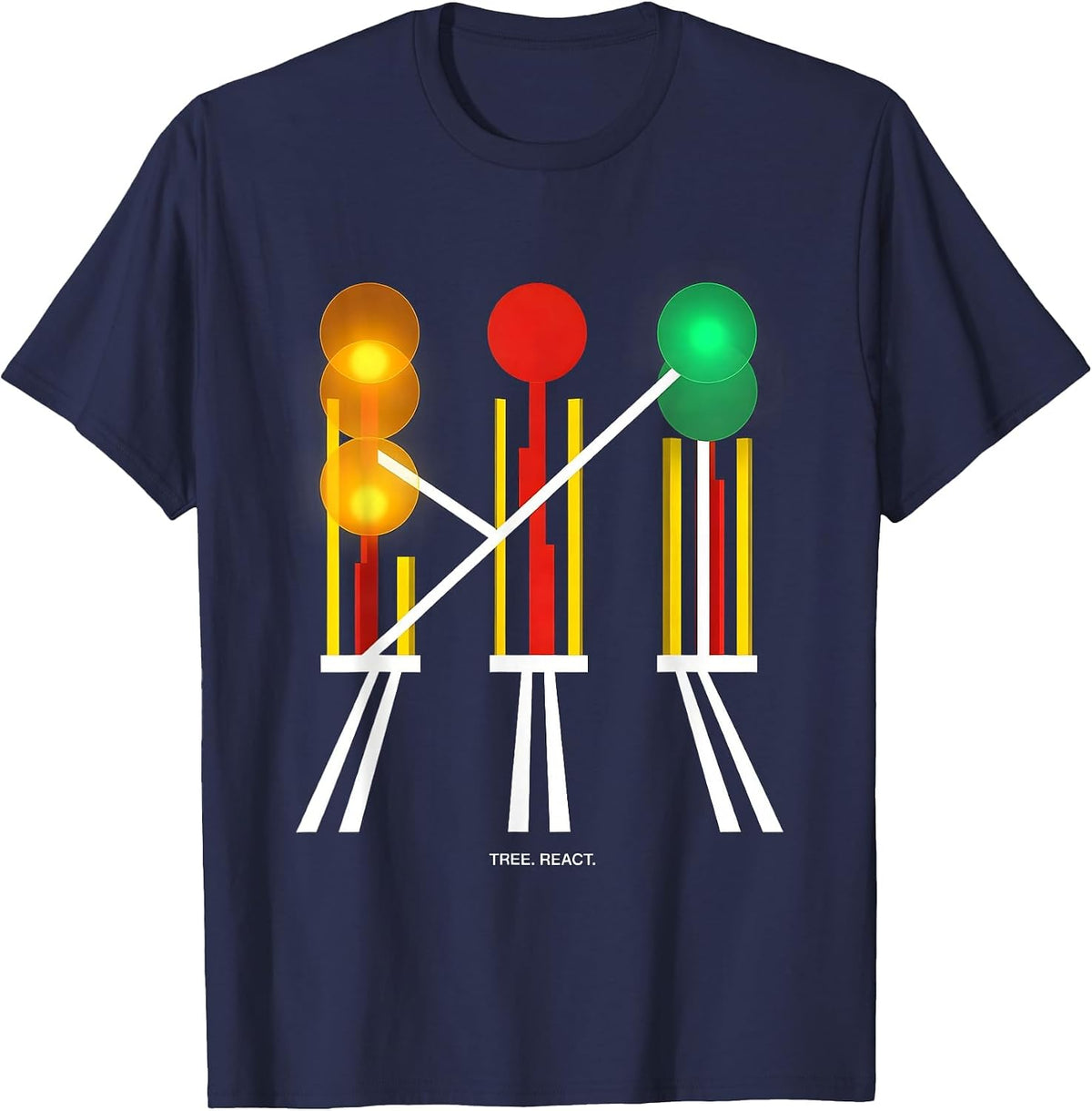 Men's Tree React Bauhaus Modernist Drag Racing RC Car Enthusiast T-Shirt - Navy Blue