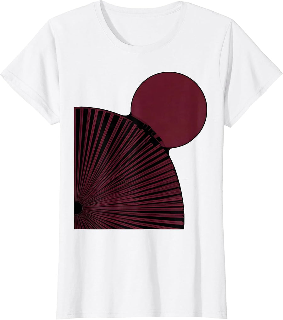 Women's Radial Fan Geometric Cranberry Sauce Thanksgiving Food Humor T-Shirt - White