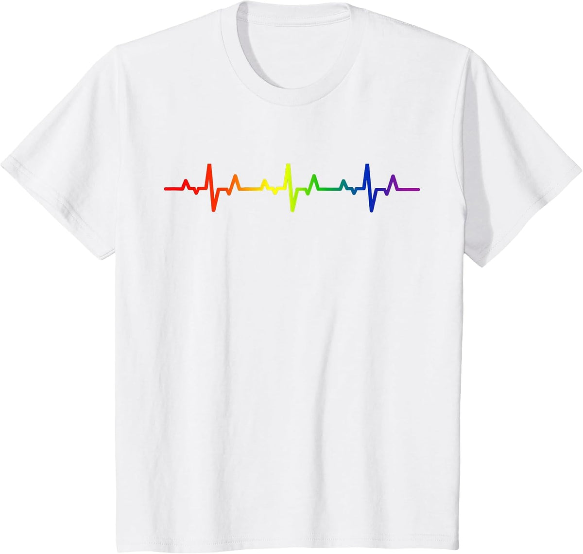 Gay Heartbeat Pride Rainbow Flag LGBTQ T-Shirt - White