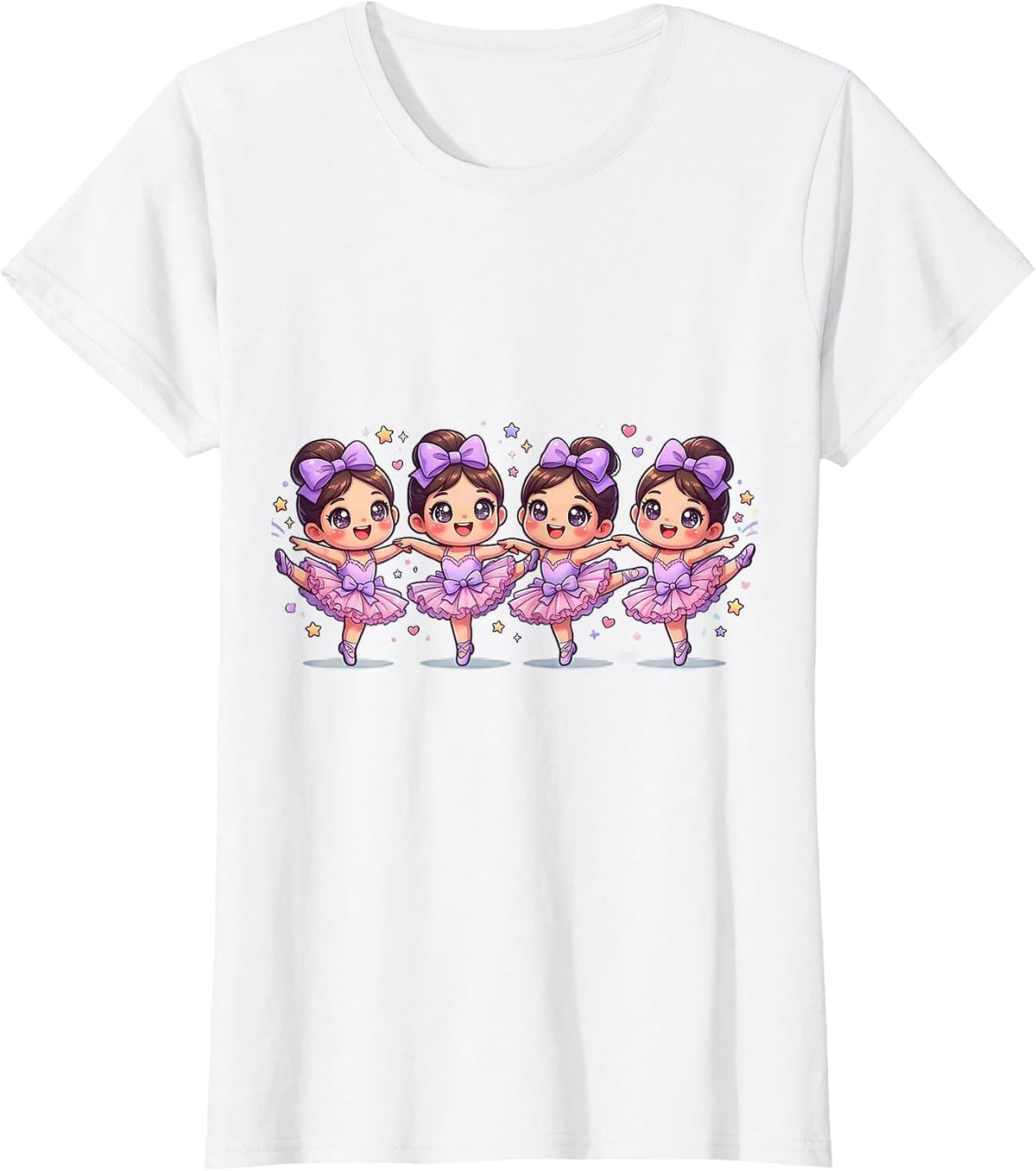 Dance Girls High Kick Line Graphic Tee T-Shirt - White