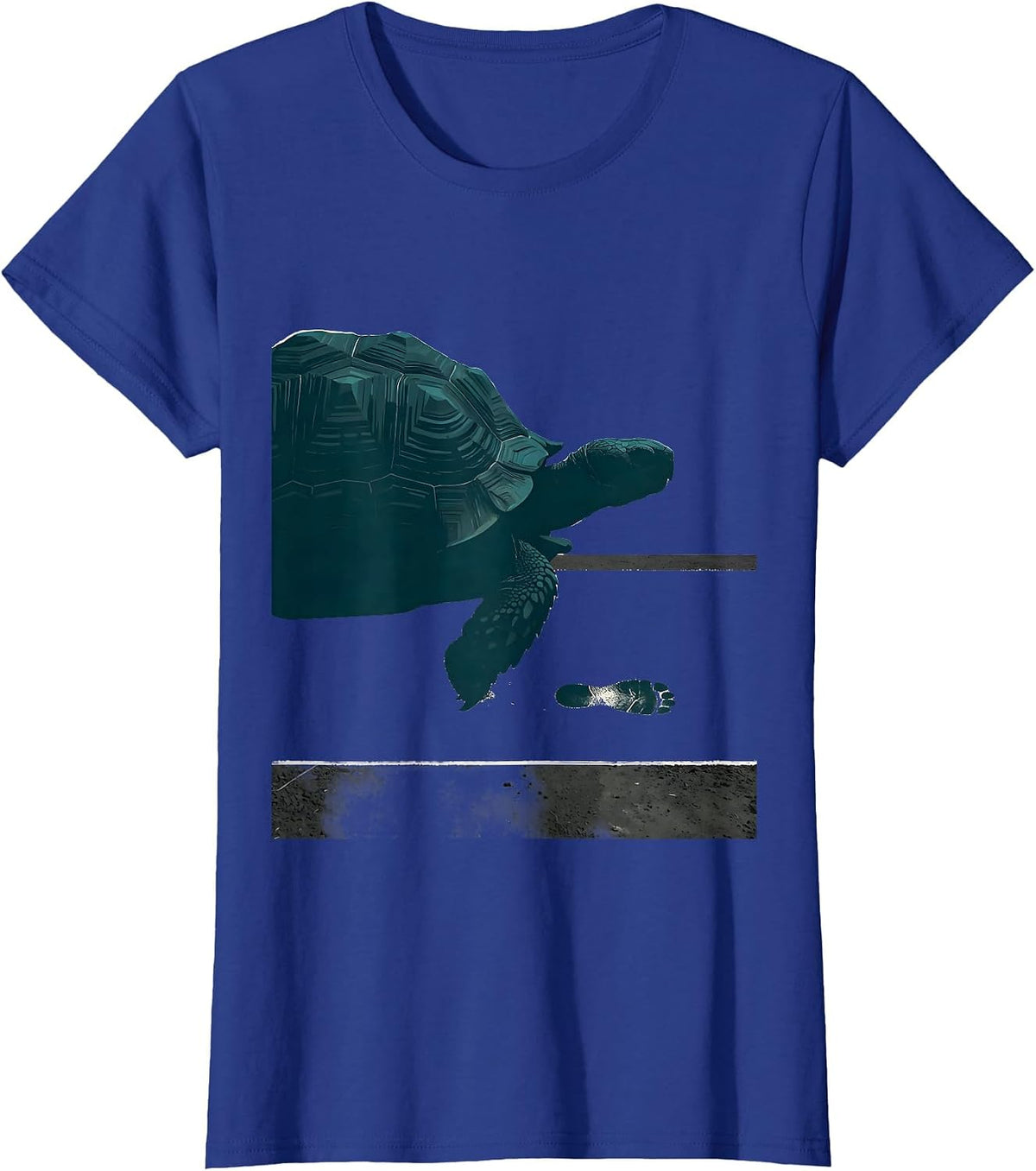 Women's Three-Quarter Tortoise Minimalist Animal Lover Humor T-Shirt - Royal Blue