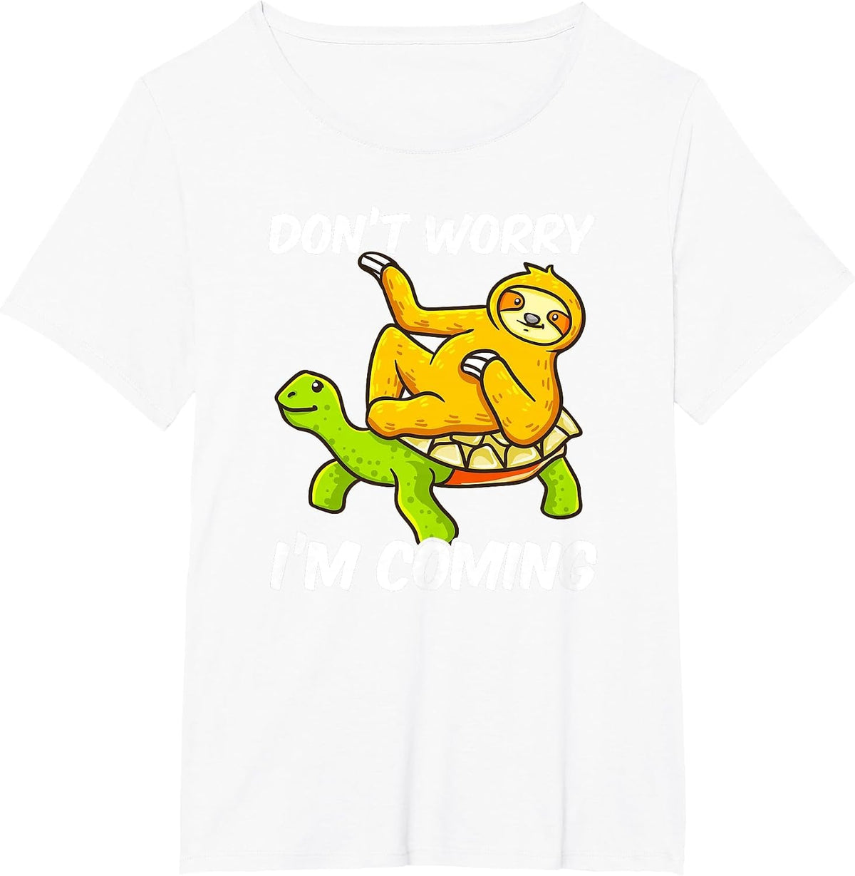 Sloth Riding Tortoise for Women Men Sloth Lovers T-Shirt - White
