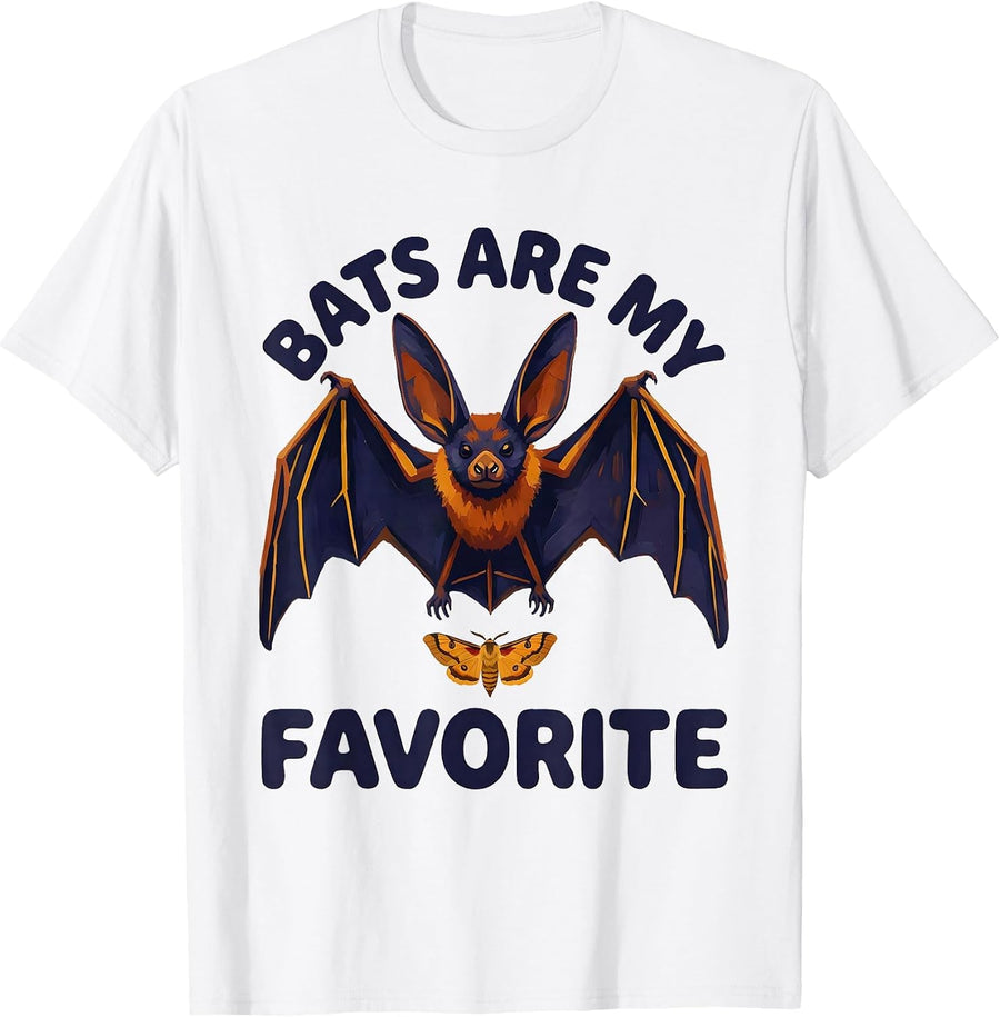 Men's Bats Are My Favorite Funny Bat Lover Wildlife Conservation T-Shirt - White