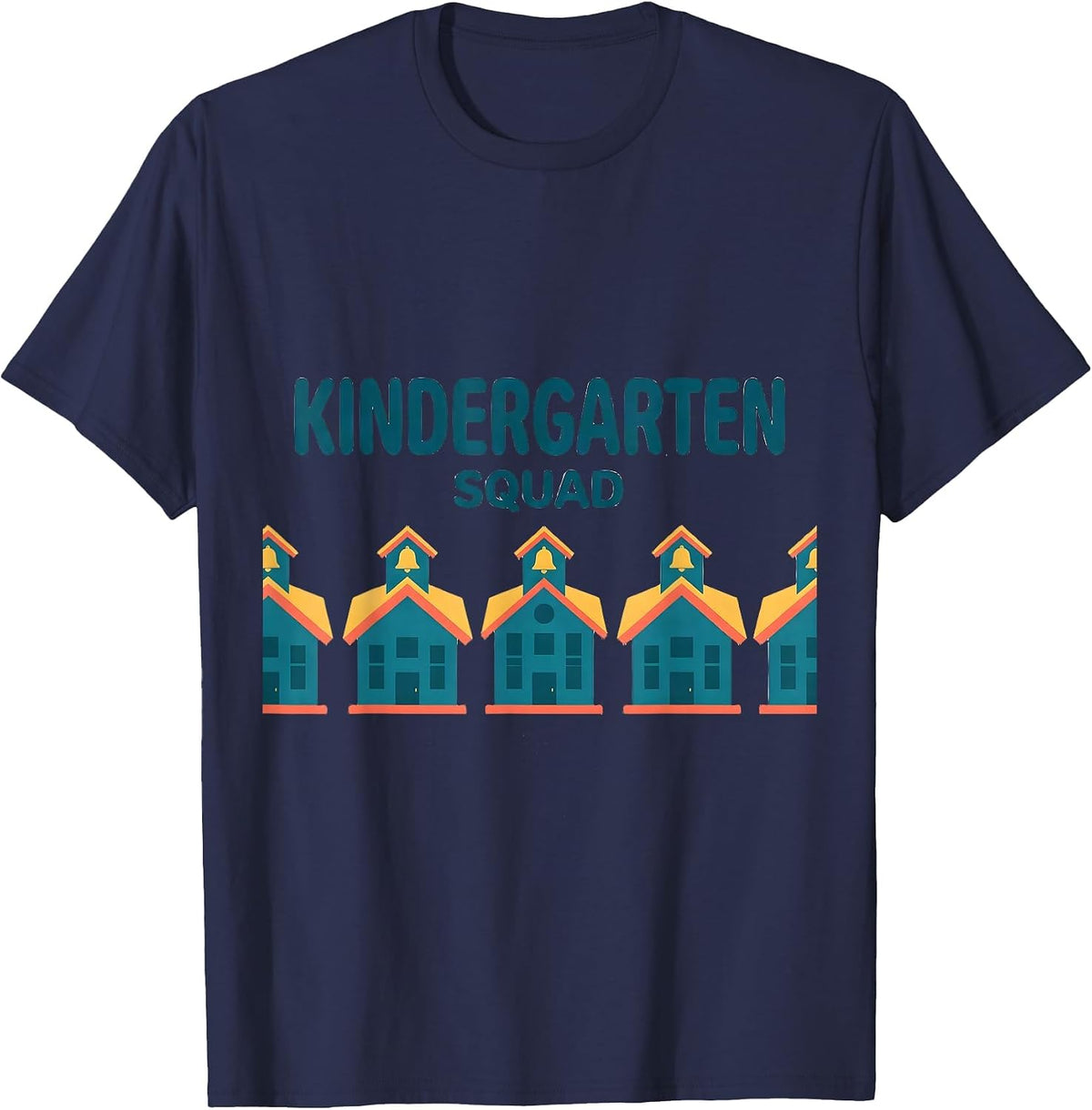 Kindergarten Squad Funny Grade-Level Teacher Crew Back T-Shirt - Navy Blue