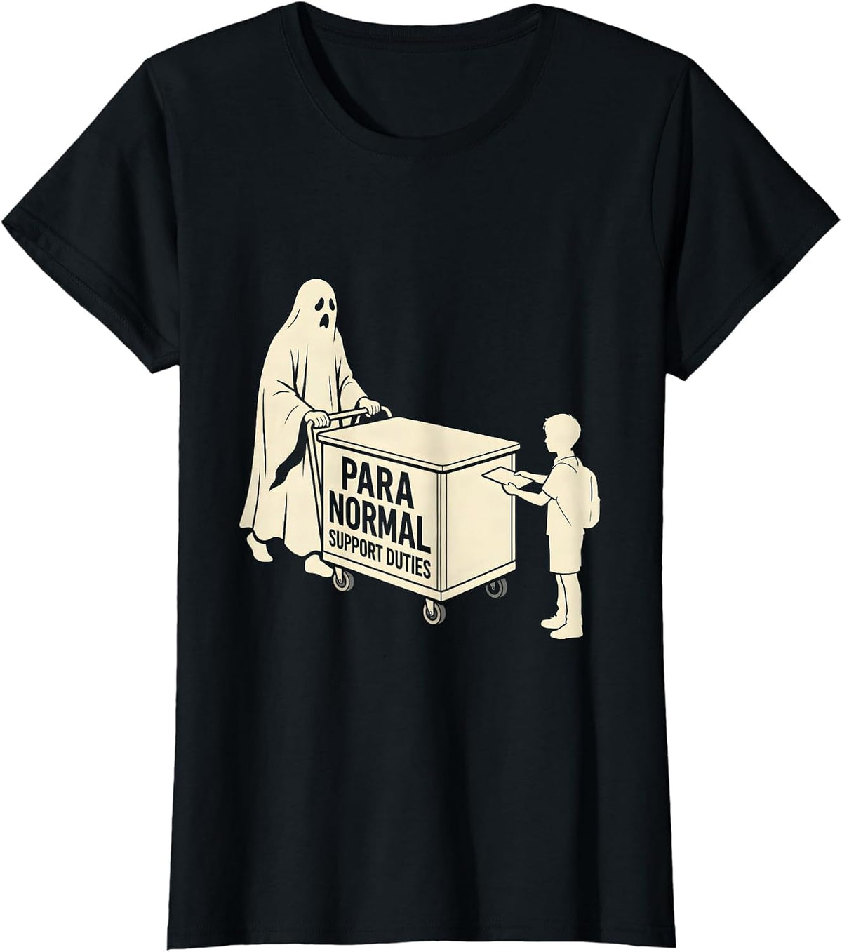 Para Normal Support Duties Ghost Paraprofessional Halloween T-Shirt - Black