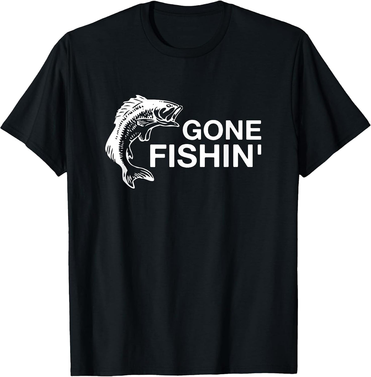 Gone Fishin' Funny Bass Fishing T-Shirt - Black