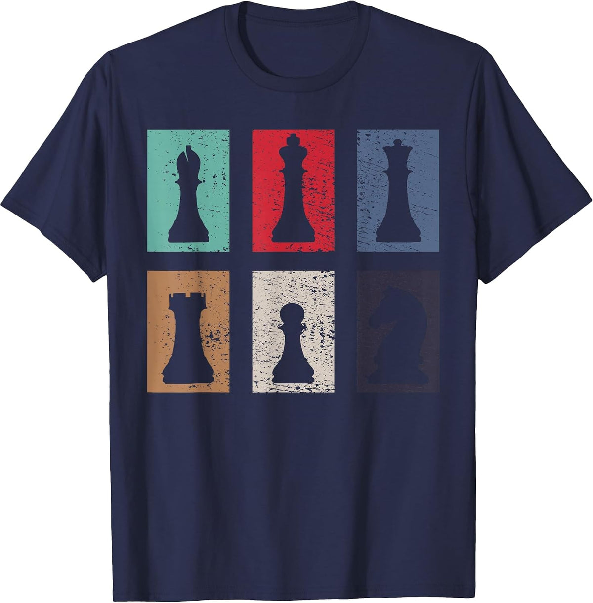 Chess Chessmen T-Shirt - Navy Blue
