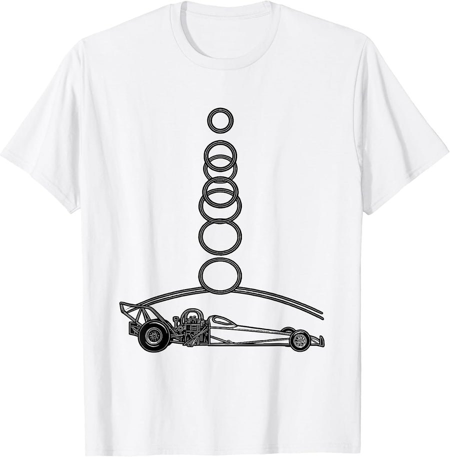 Men's Dragster Line Art RC Car Racing Enthusiast Humor T-Shirt - White